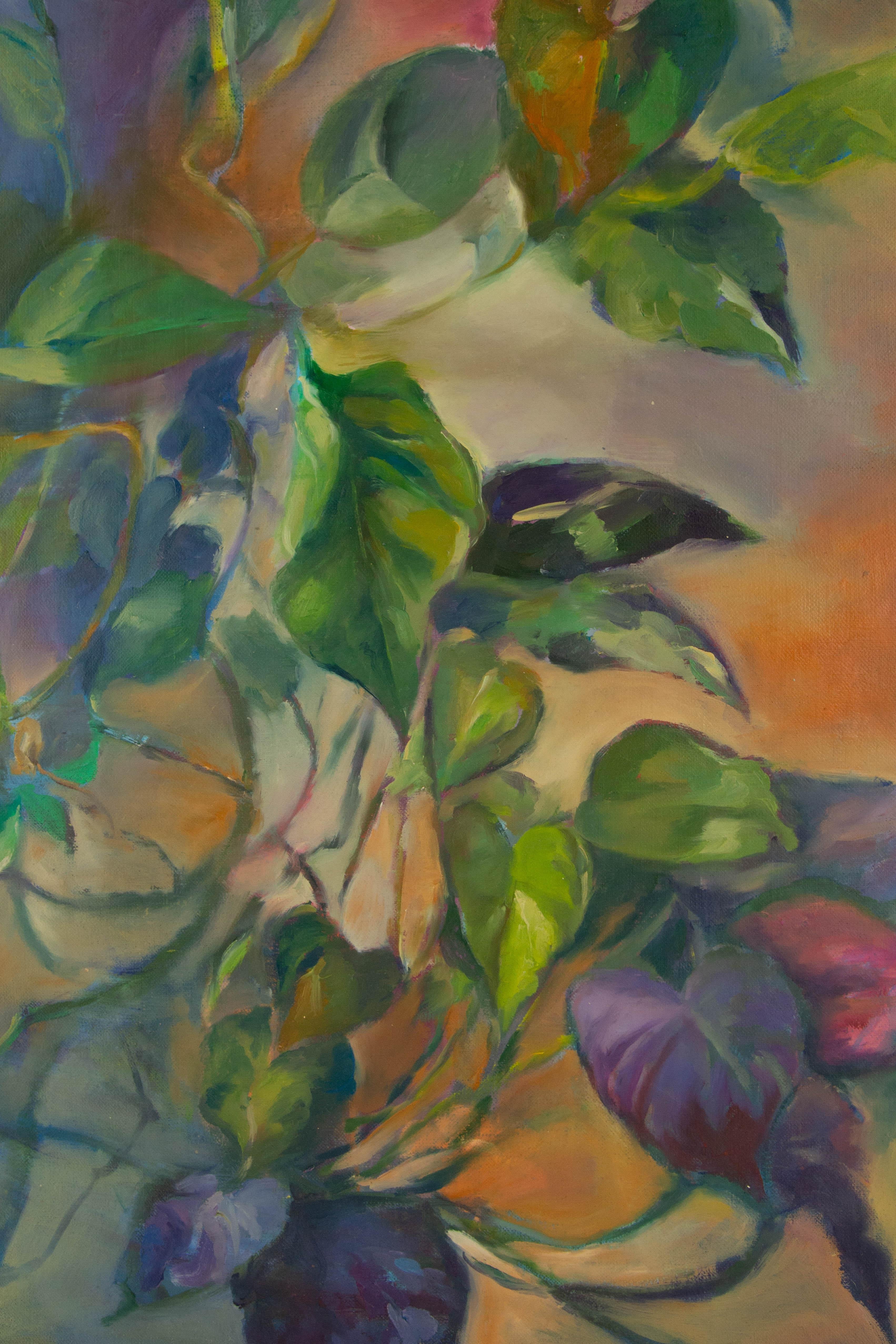 Jing Zhang Blumengemälde Original Öl auf Leinwand „Pothos“ im Angebot 4