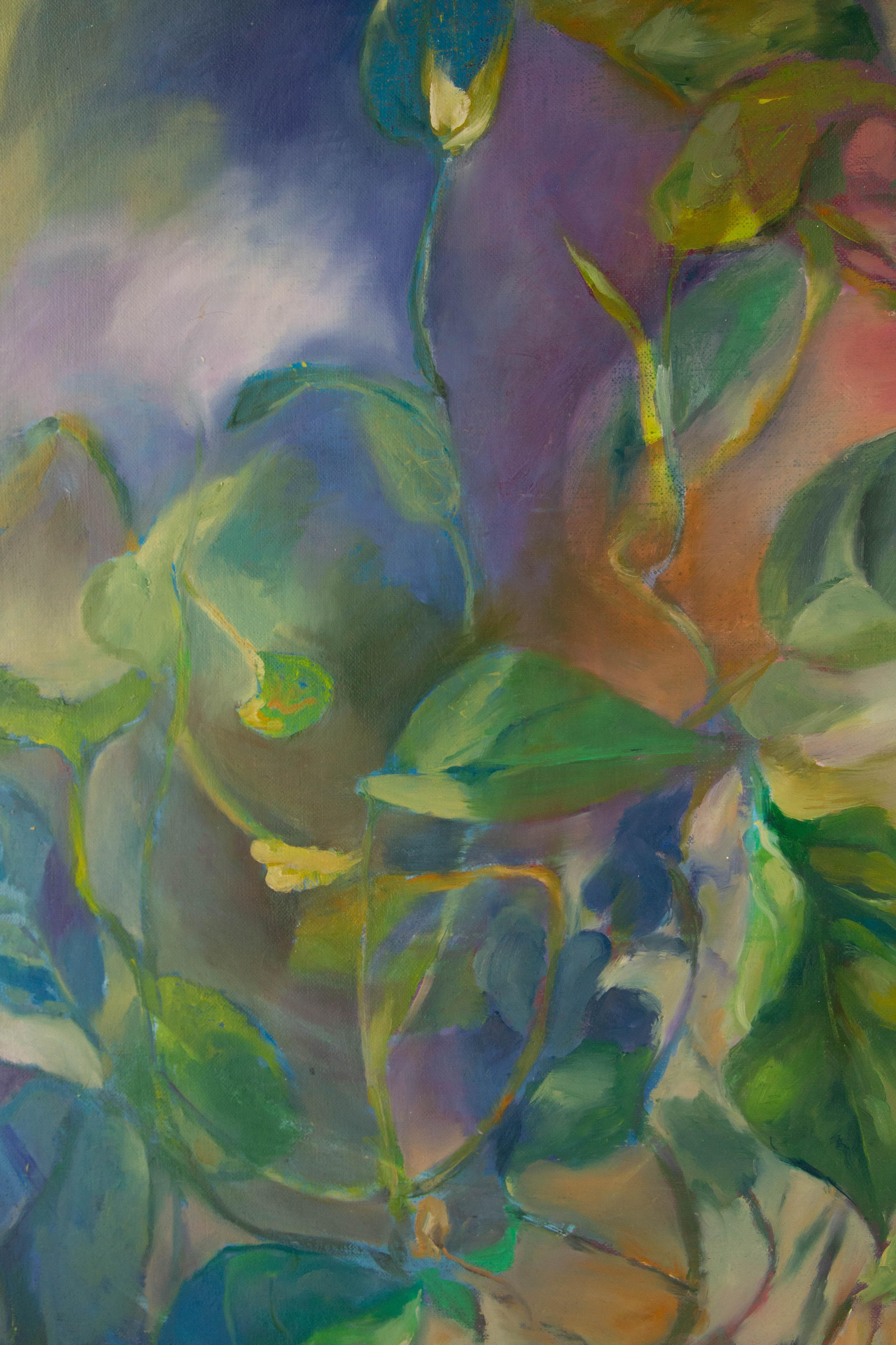 Jing Zhang Blumengemälde Original Öl auf Leinwand „Pothos“ im Angebot 5