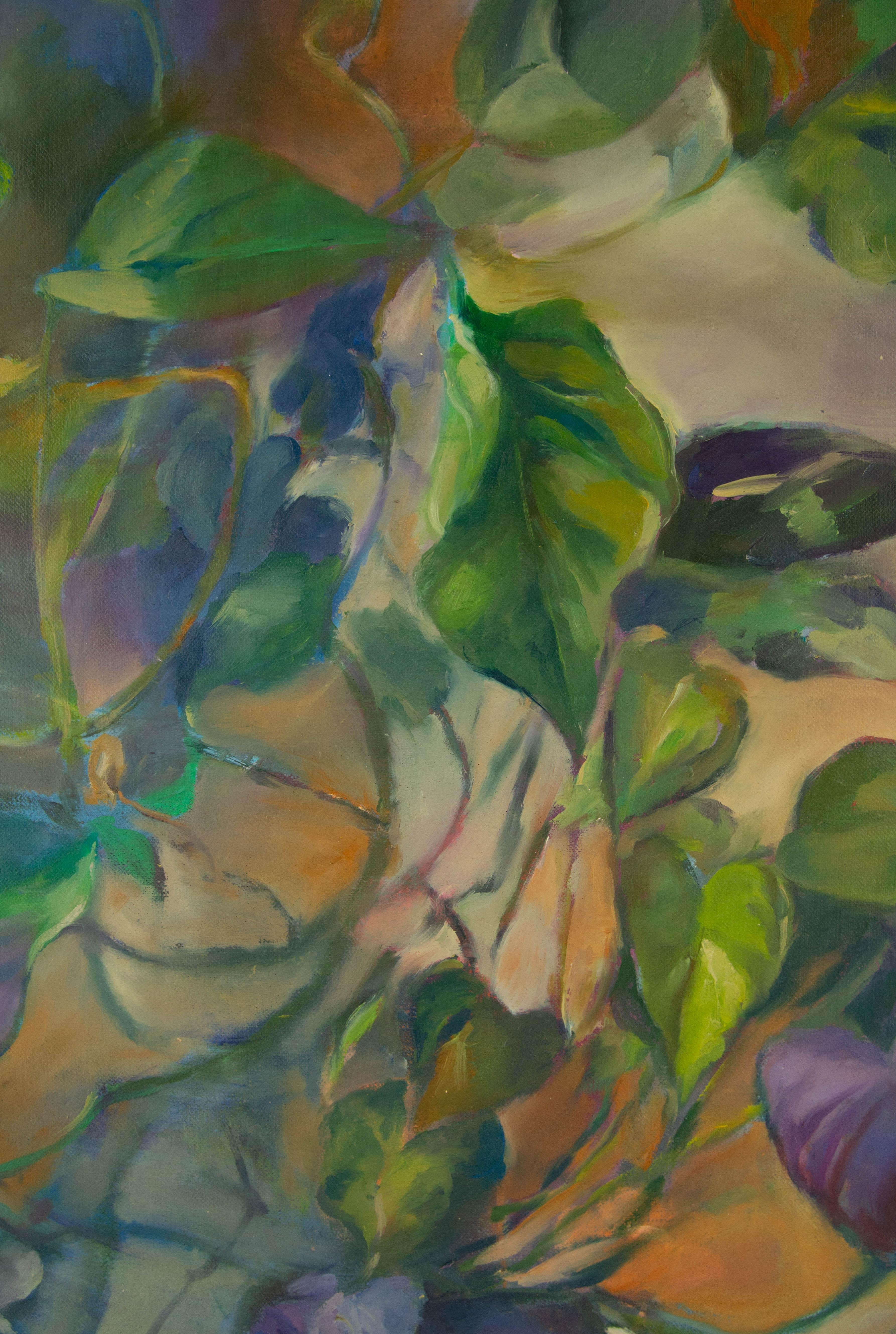 Jing Zhang Blumengemälde Original Öl auf Leinwand „Pothos“ im Angebot 6