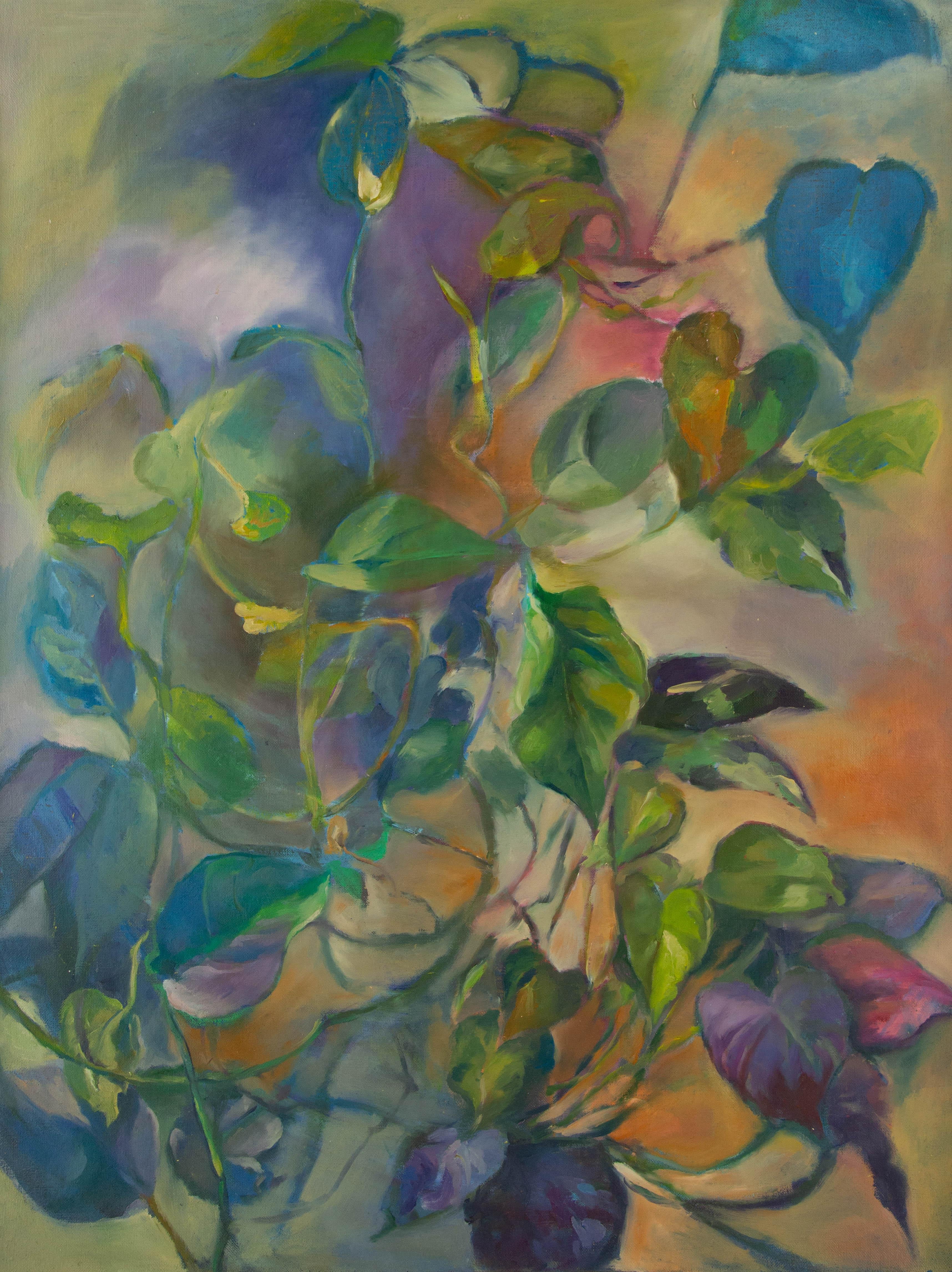 Olio originale su tela "Pothos" di Jing Zhang Floral