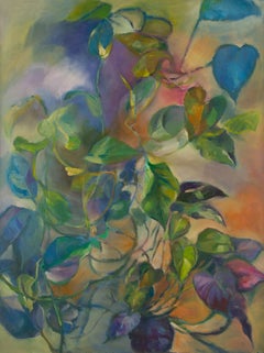 Olio originale su tela "Pothos" di Jing Zhang Floral