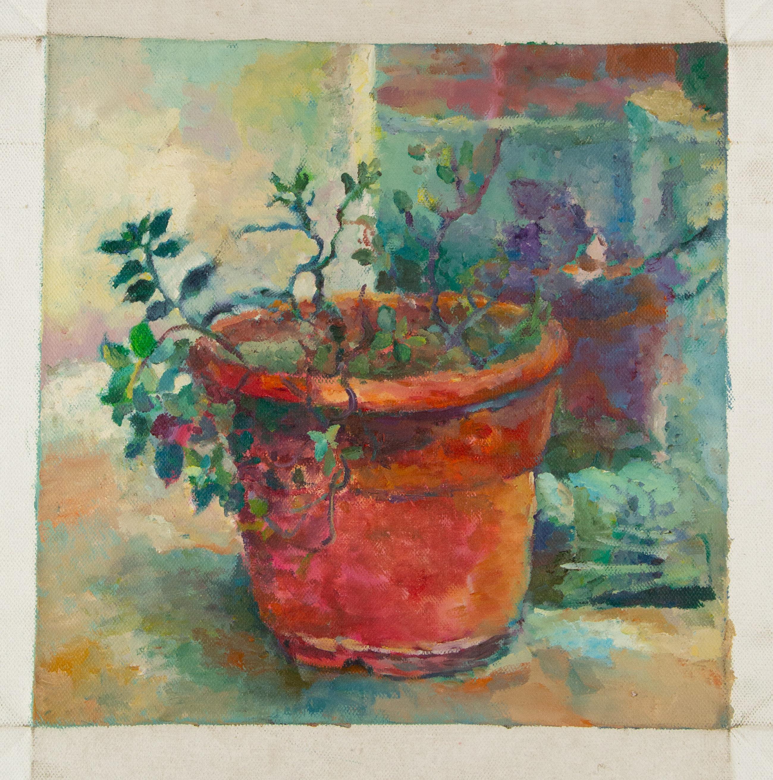 Jing Zhang Stillleben, Original, Öl auf Leinwand, „Geätzter Mint“, Jing Zhang im Angebot 5