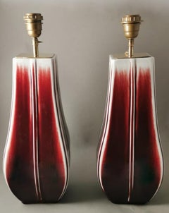 Pair of Chinese Ceramic Lamps 'Without Lampshade'