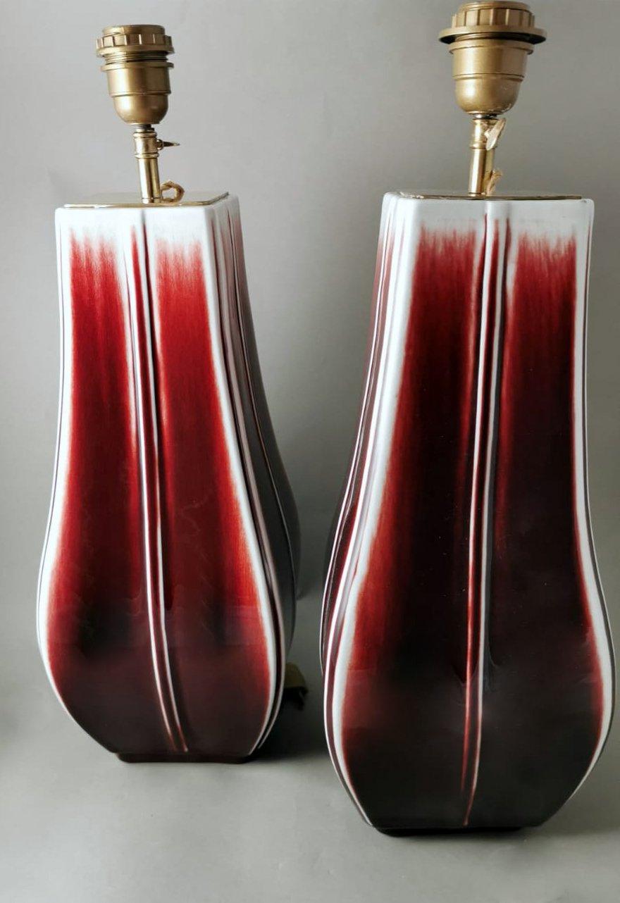 Céramique Paire de lampes chinoises en céramique sans abat-jour en vente
