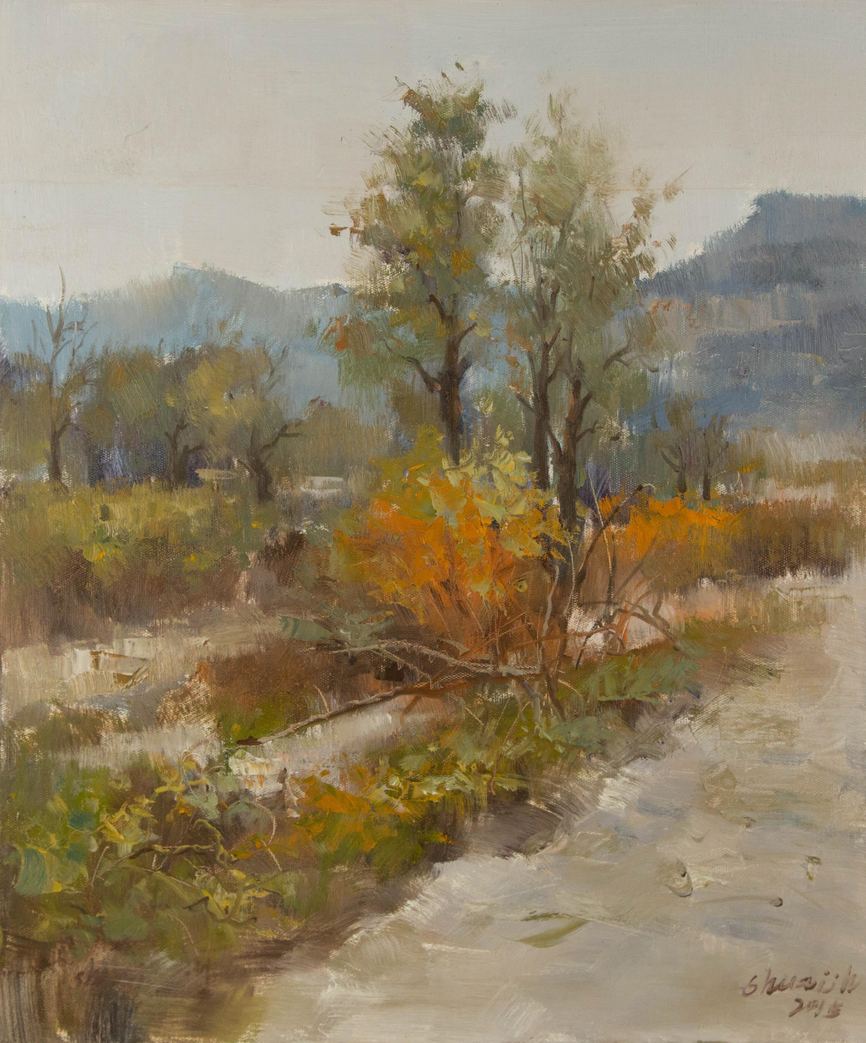 Jinghua Shuai Landschaft Original Öl auf Leinwand "Herbst"