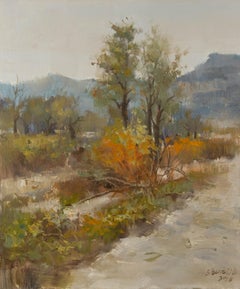 Paesaggio di Jinghua Shuai Olio originale su tela "Autunno