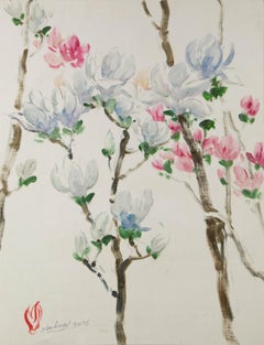 Jingjing Wang Floral Original Oil On Canvas "Flower Knows I" (La fleur sait je)