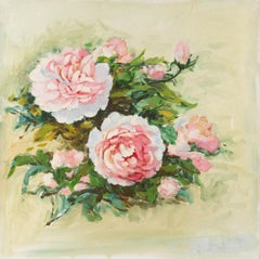 Olio originale su tela "Peonie" di Jingjing Wang Floral