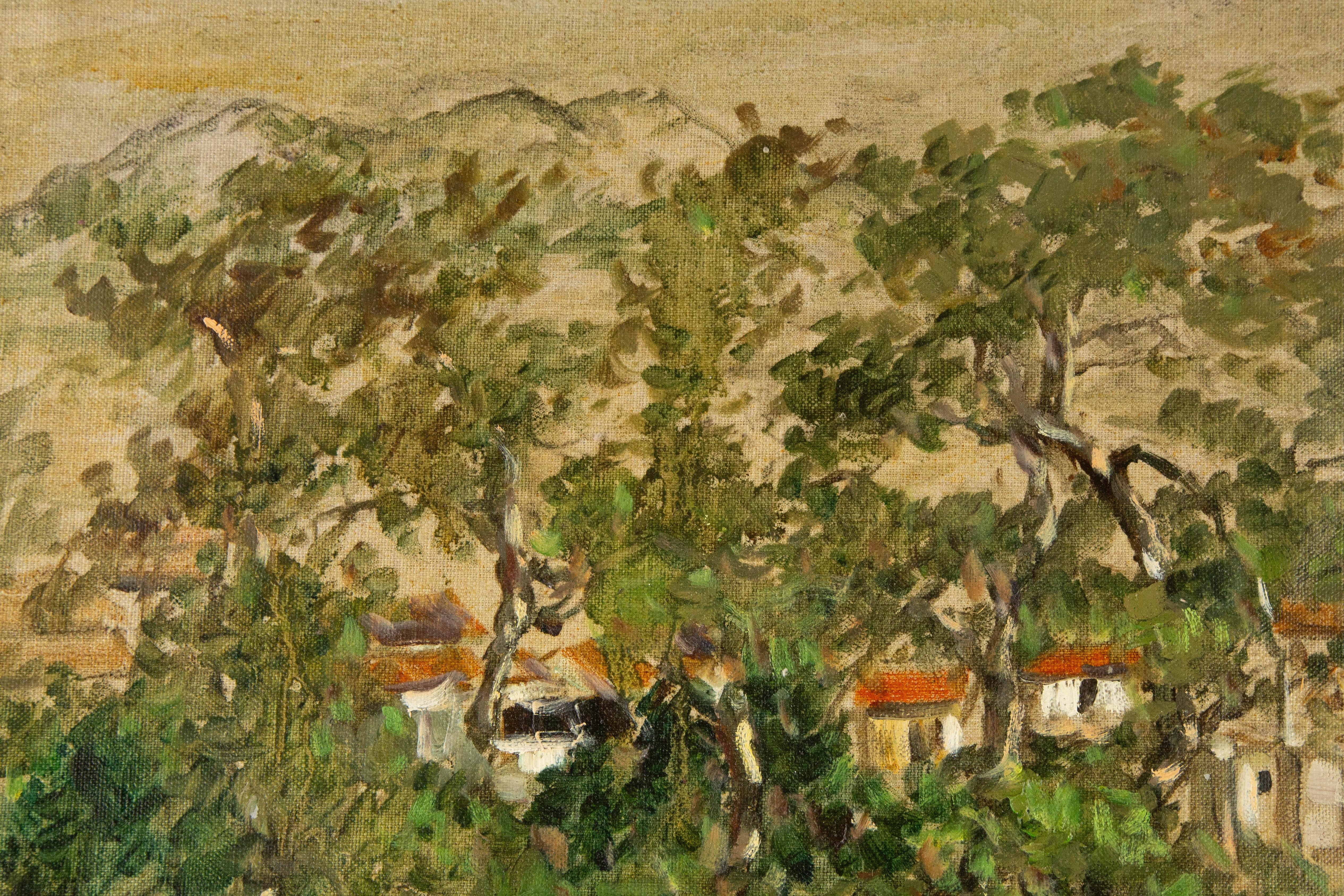 Jingjing Wang Landschaft, Original, Ölgemälde auf Leinwand, „ Schöne Stadt“, Jingjing Wang im Angebot 1