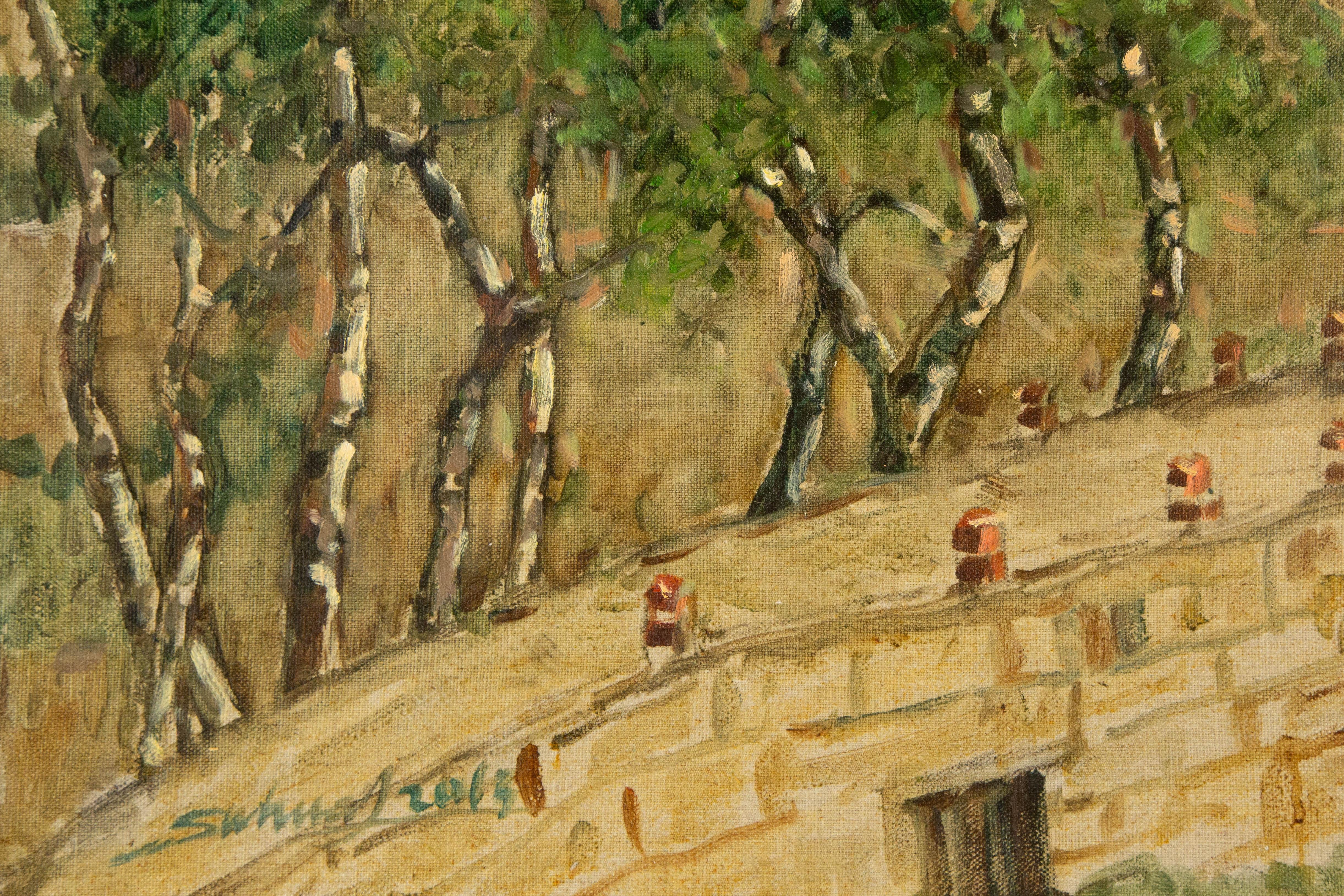 Jingjing Wang Landschaft, Original, Ölgemälde auf Leinwand, „ Schöne Stadt“, Jingjing Wang im Angebot 2