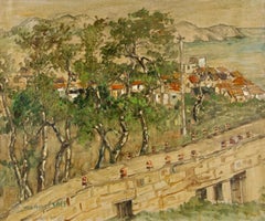 Jingjing Wang Paesaggio Olio originale su tela "Beautiful Townes"