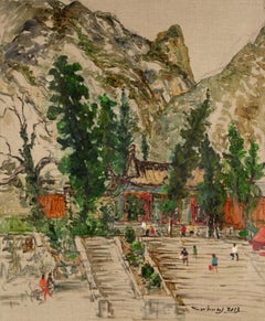 Jingjing Wang Paisaje Original Óleo Sobre Lienzo "Frente a Huashan Gat"
