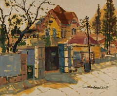 Huile sur toile originale du paysage de Jingjing Wang « Scène de cheminée »