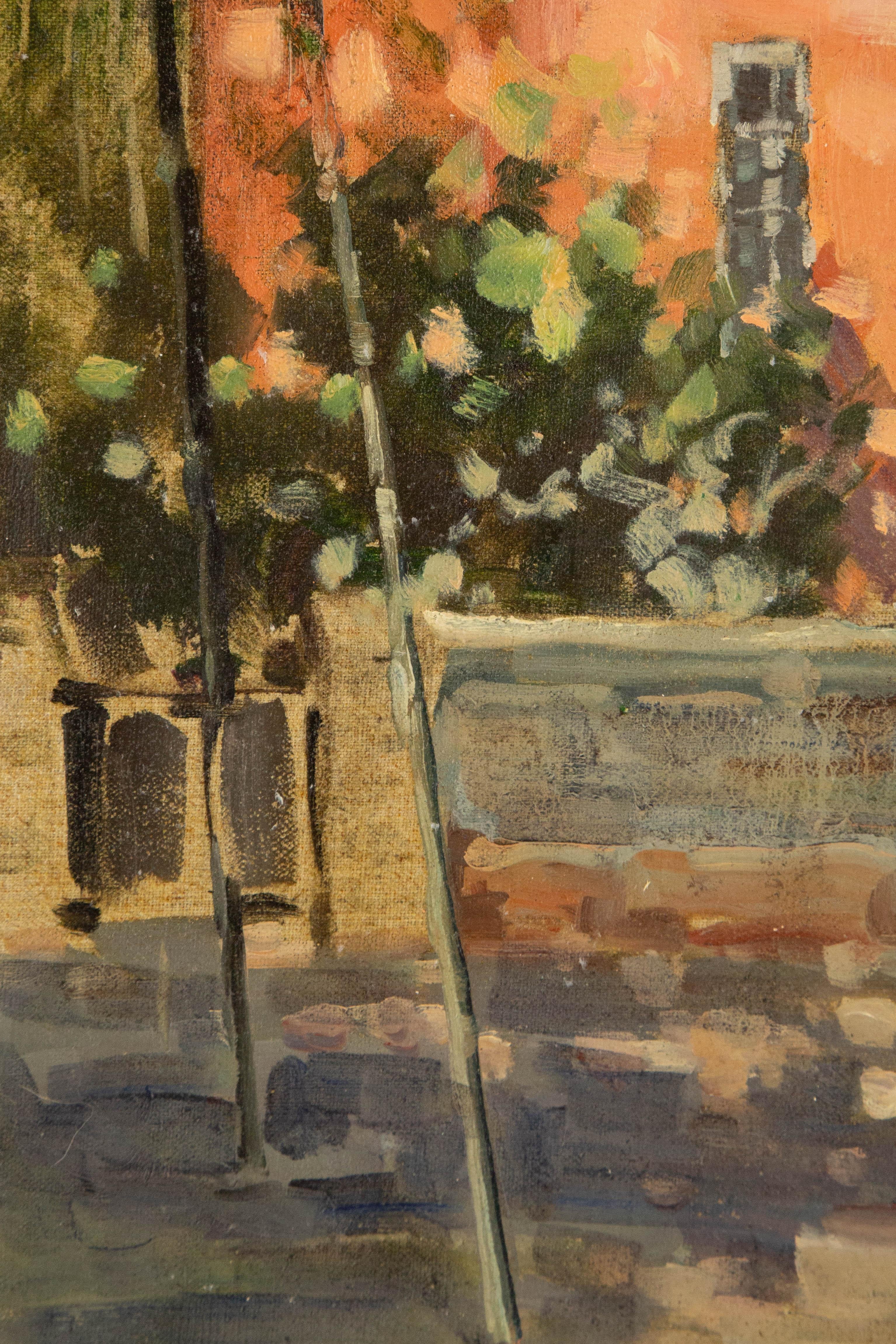 Jingjing Wang Landschaft, Original, Ölgemälde auf Leinwand, „Red House“ im Angebot 2