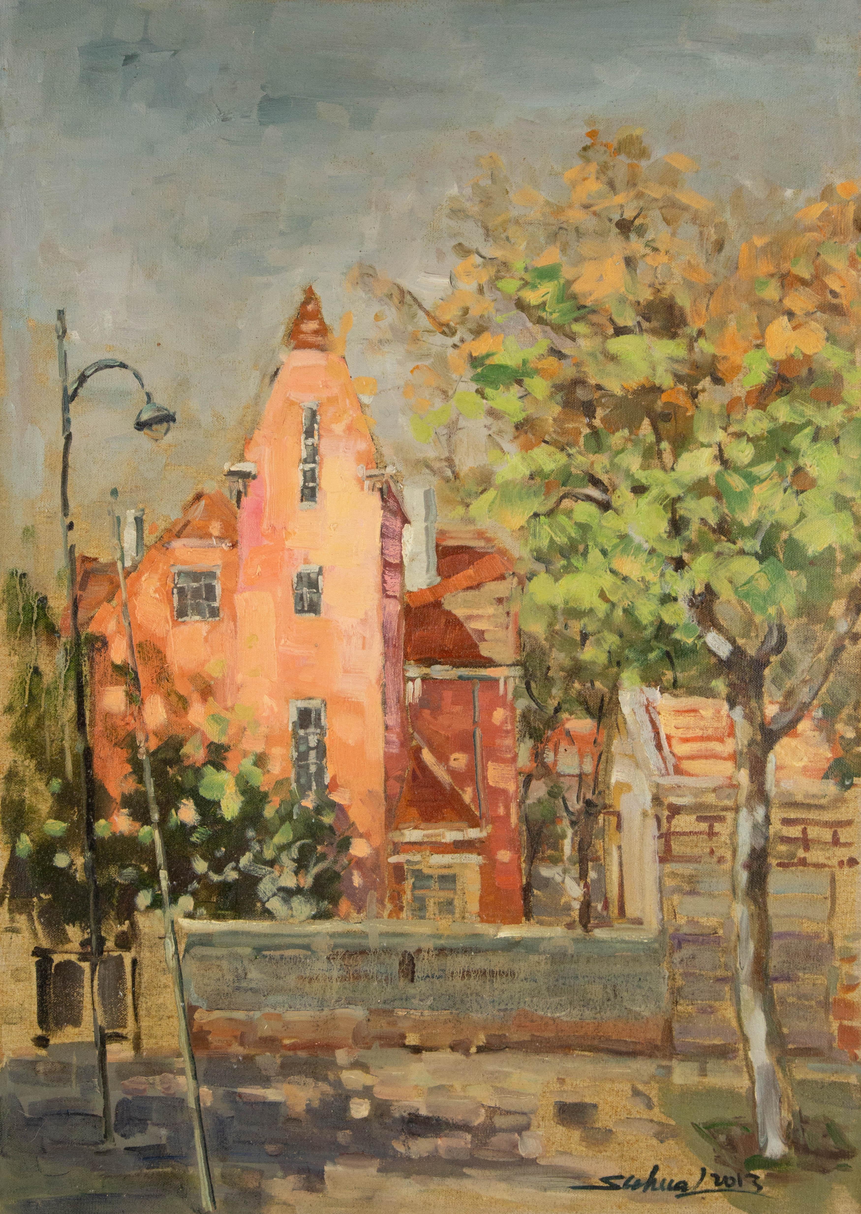  Titel: Rotes Haus
 Medium: Öl auf Leinwand
 Größe: 27 x 19 Zoll
 Rahmen: Einrahmungsmöglichkeiten vorhanden!
 Zustand: Das Gemälde scheint in ausgezeichnetem Zustand zu sein.
 Hinweis: Dieses Gemälde ist nicht aufgespannt.
 Jahr: 2013
 Künstler: