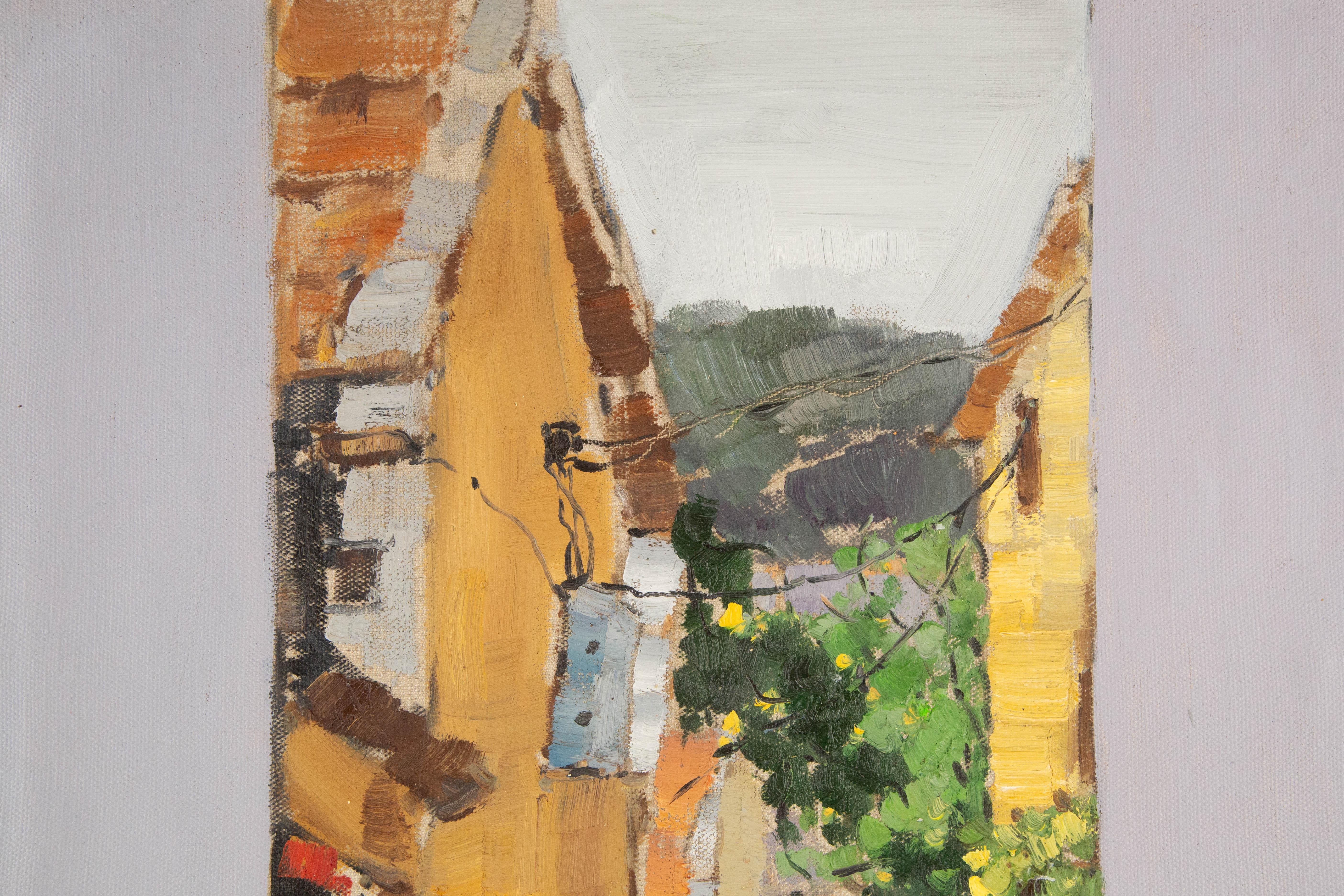 Jingjing Wang Landschaft, Original-Ölgemälde „Alley“, Jingjing Wang im Angebot 1