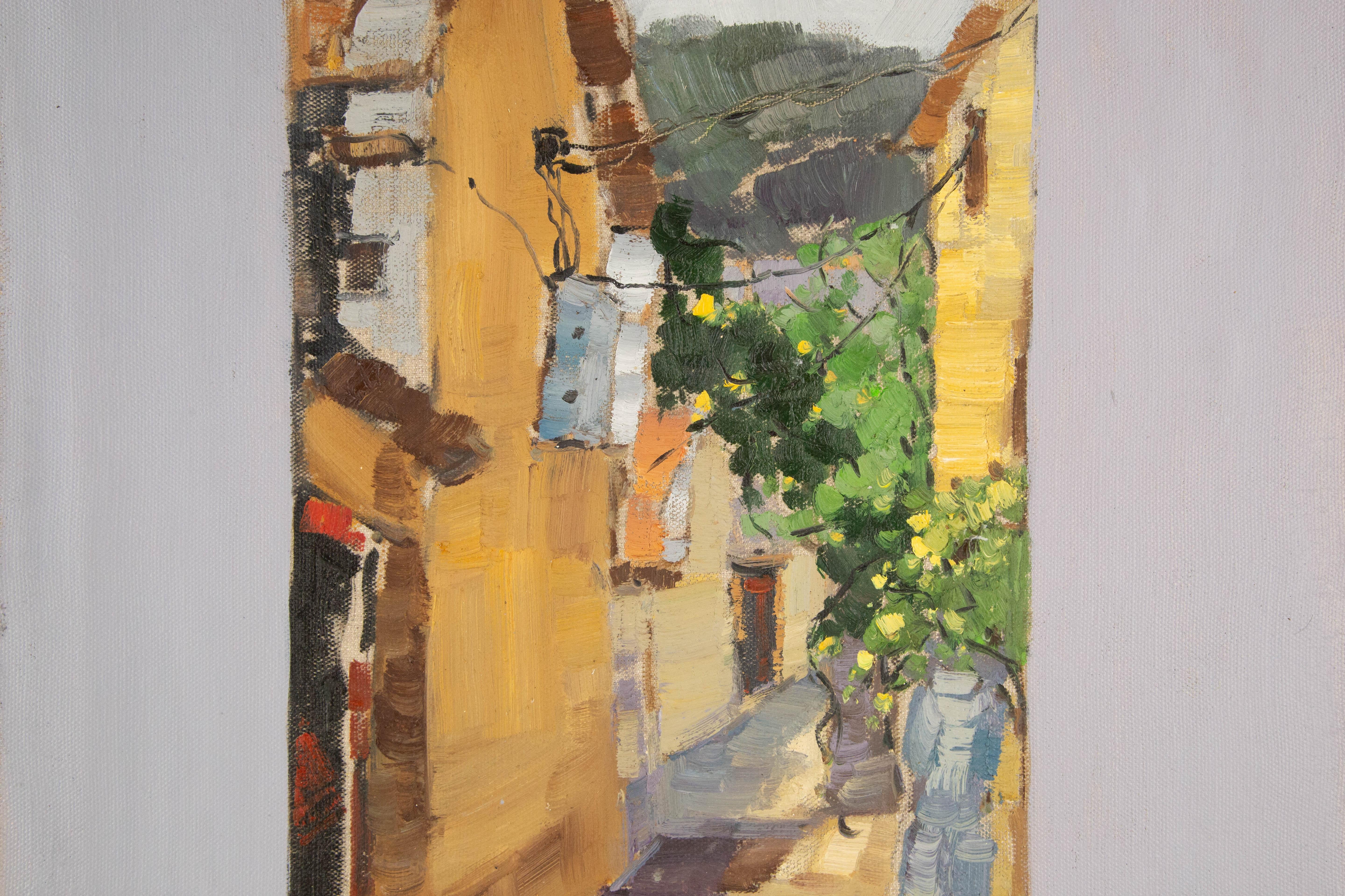 Jingjing Wang Landschaft, Original-Ölgemälde „Alley“, Jingjing Wang im Angebot 2