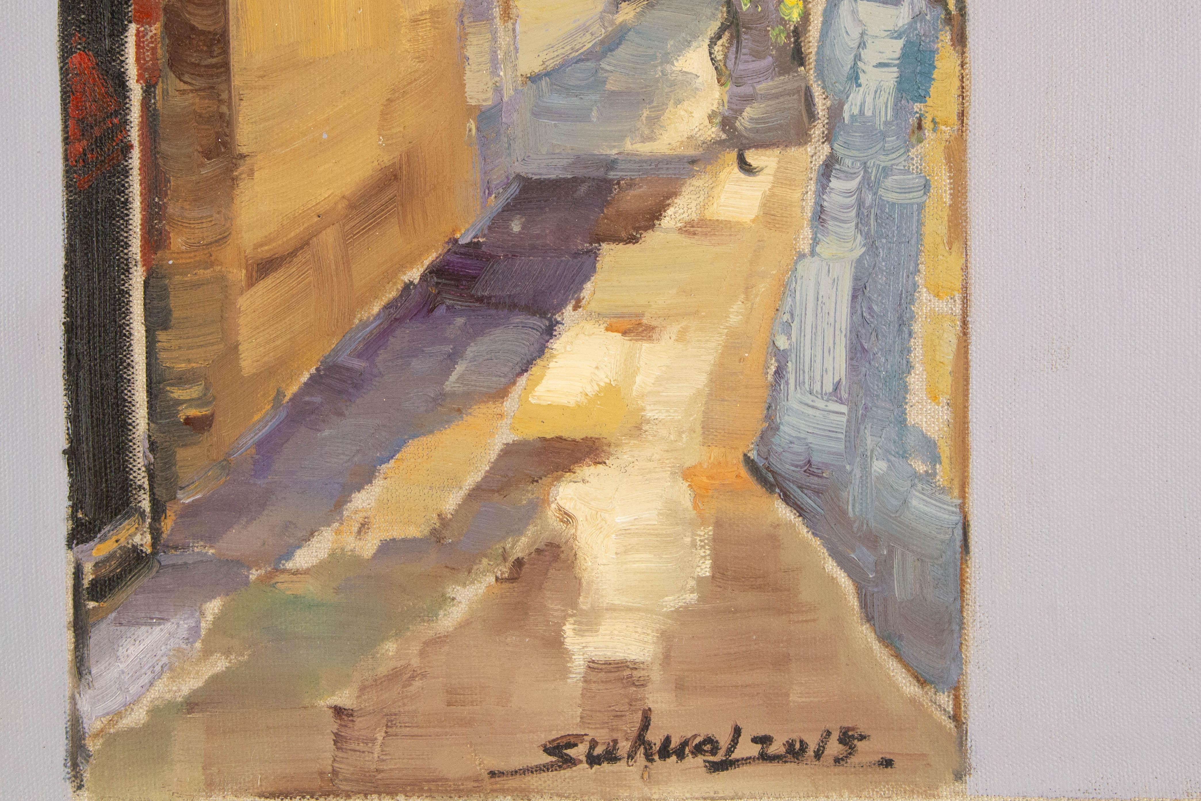 Jingjing Wang Landschaft, Original-Ölgemälde „Alley“, Jingjing Wang im Angebot 3