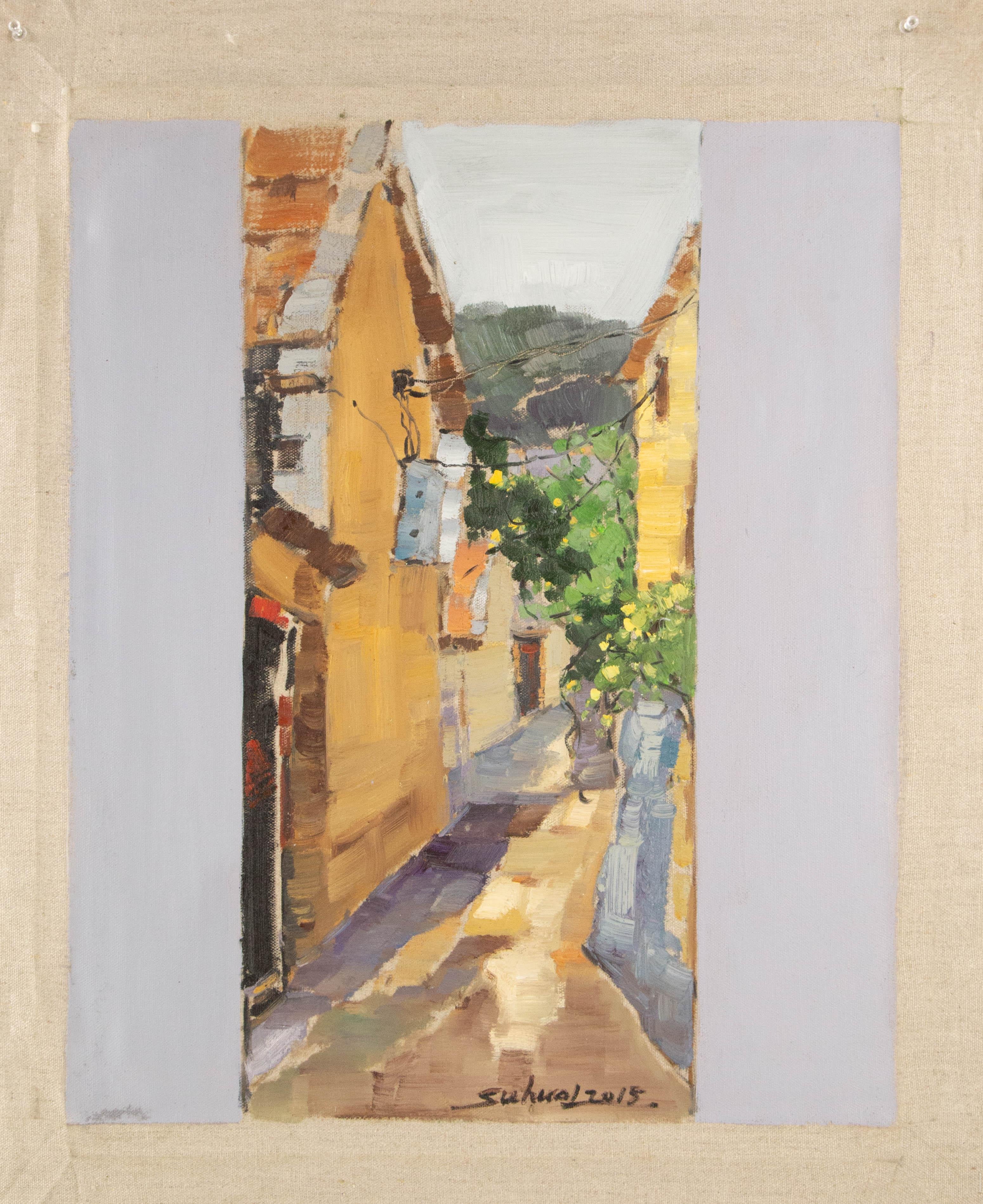 Jingjing Wang Landschaft, Original-Ölgemälde „Alley“, Jingjing Wang im Angebot 7