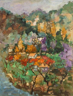Jingjing Wang Paisaje Pintura al óleo original "Coro de otoño"