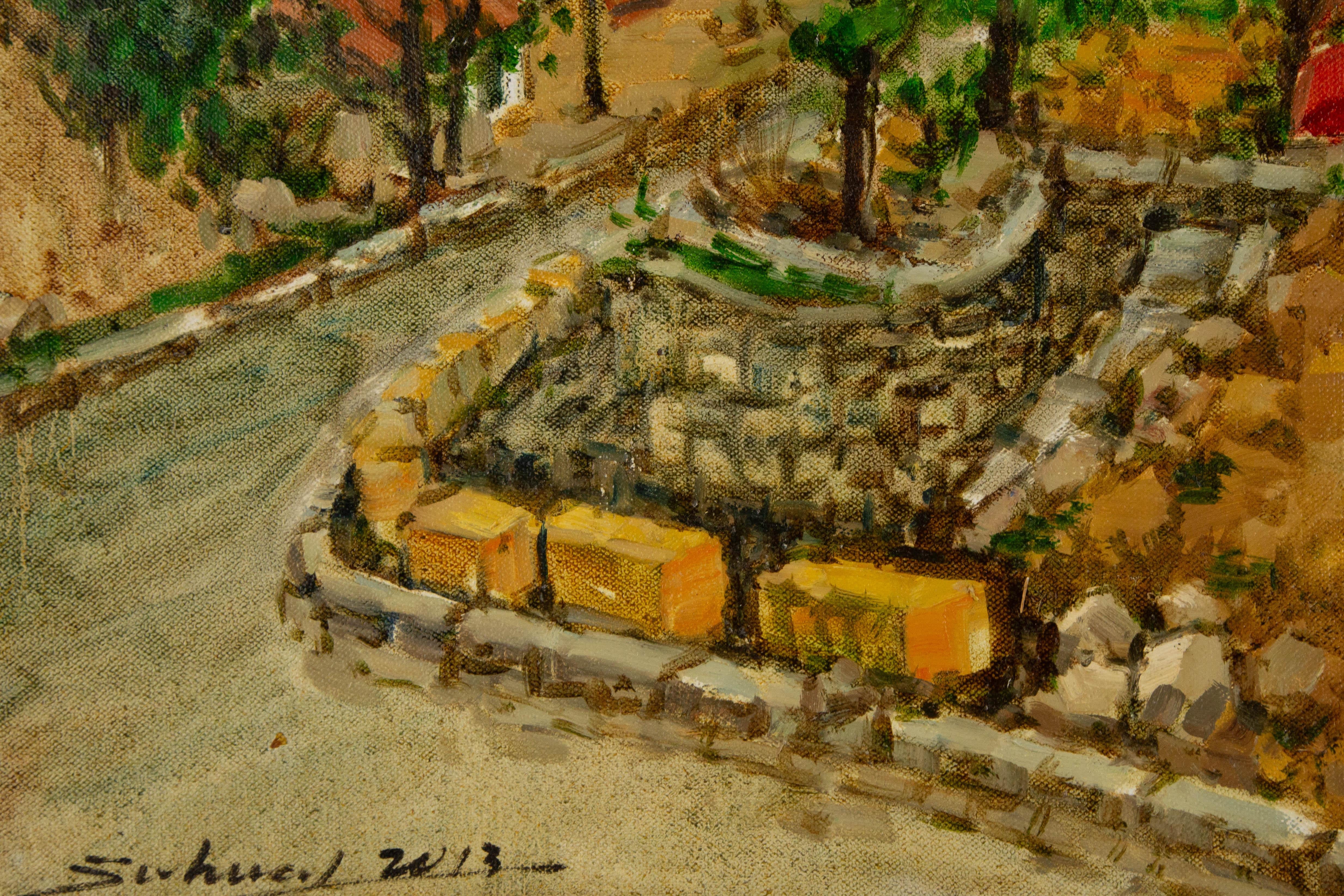 Jingjing Wang Landschaft, Original-Ölgemälde „Hometown Road I“, Jingjing Wang im Angebot 2