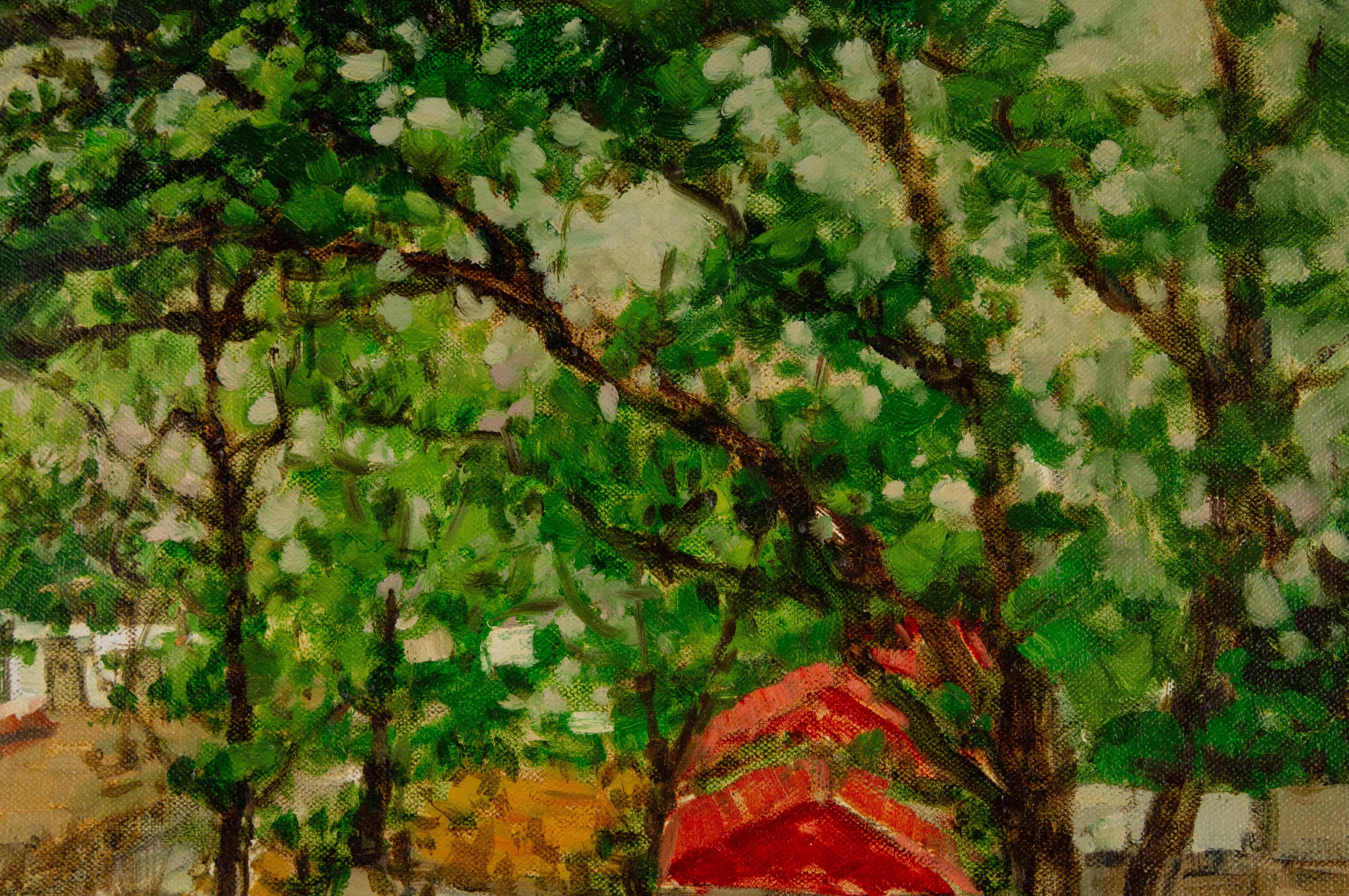 Jingjing Wang Landschaft, Original-Ölgemälde „Hometown Road I“, Jingjing Wang im Angebot 3