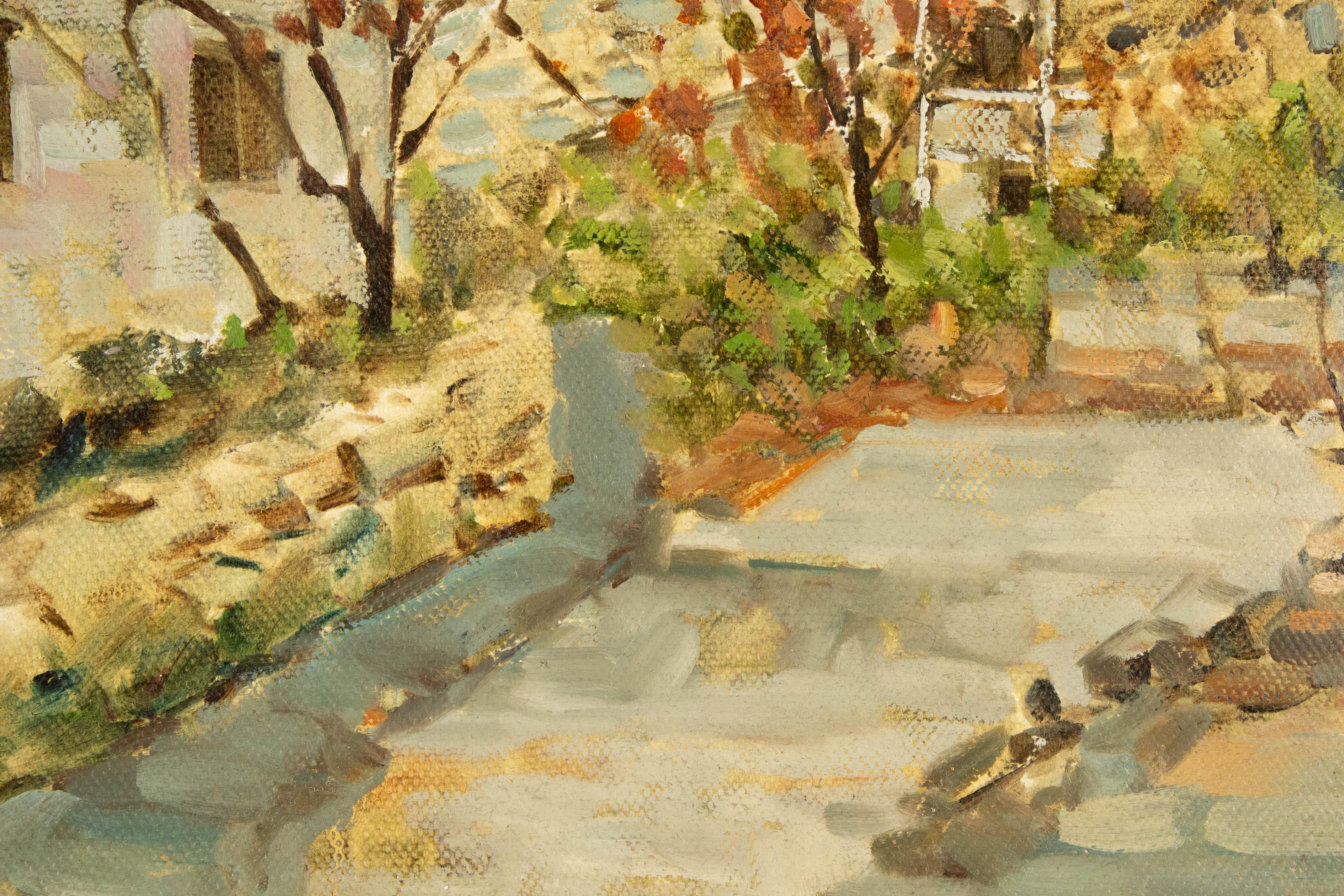 Jingjing Wang Landschaft, Original-Ölgemälde „Brunnen-Herbstfarben“, Jingjing Wang im Angebot 2
