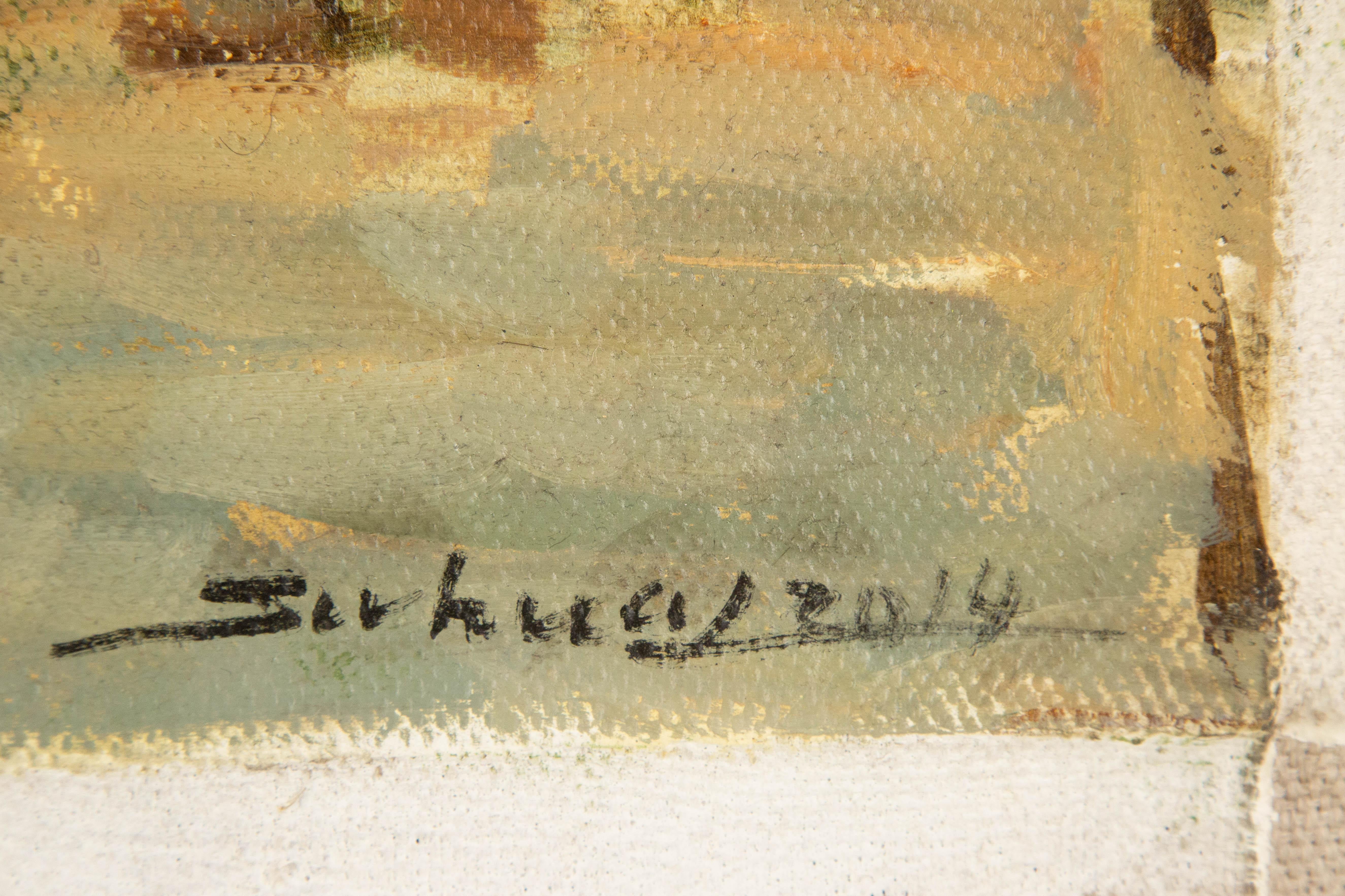 Jingjing Wang Landschaft, Original-Ölgemälde „Brunnen-Herbstfarben“, Jingjing Wang im Angebot 6