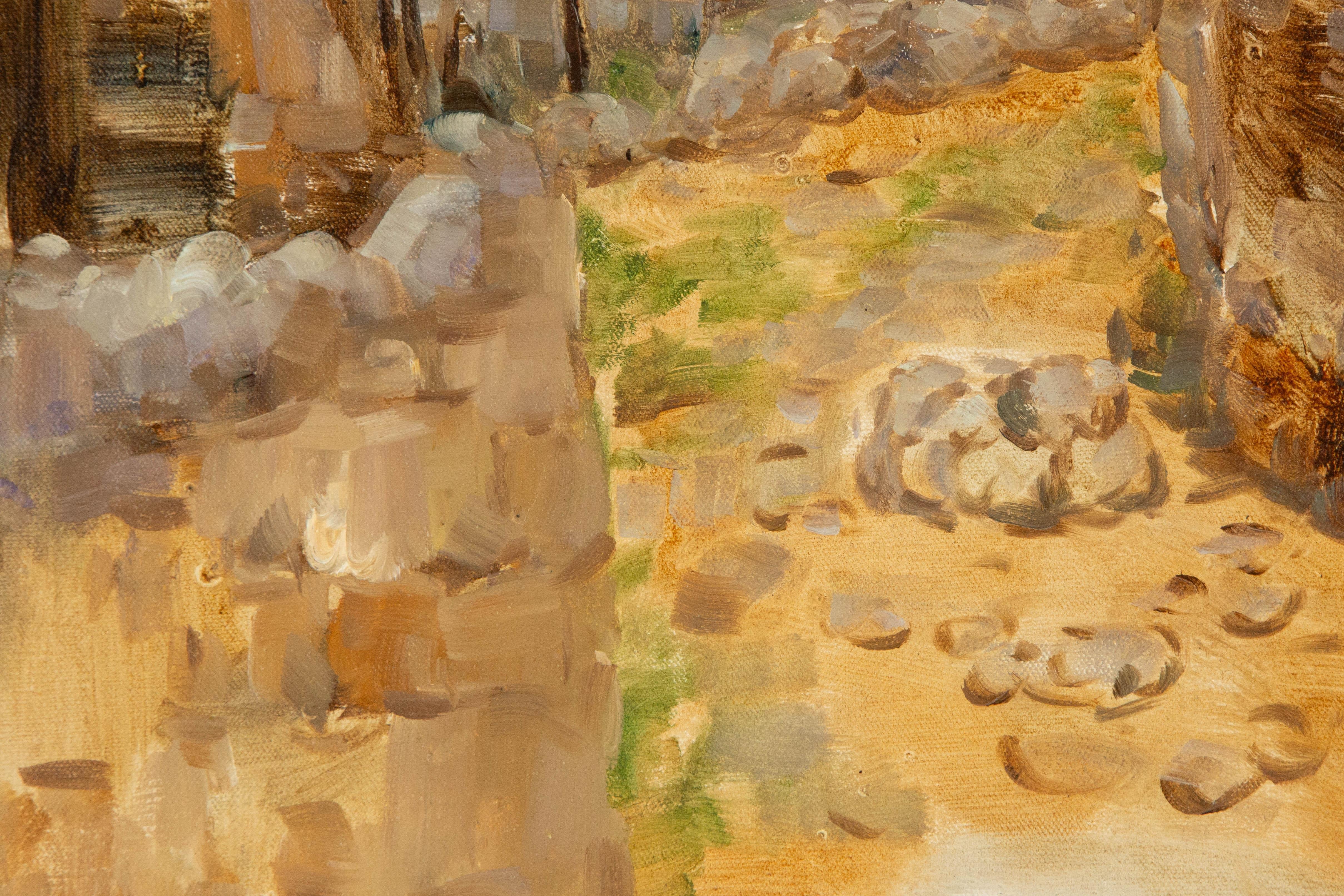 Jingjing Wang Landschaft, Original-Ölgemälde „Steinweg im Inneren des Gebäudes“, Jingjing Wang im Angebot 2