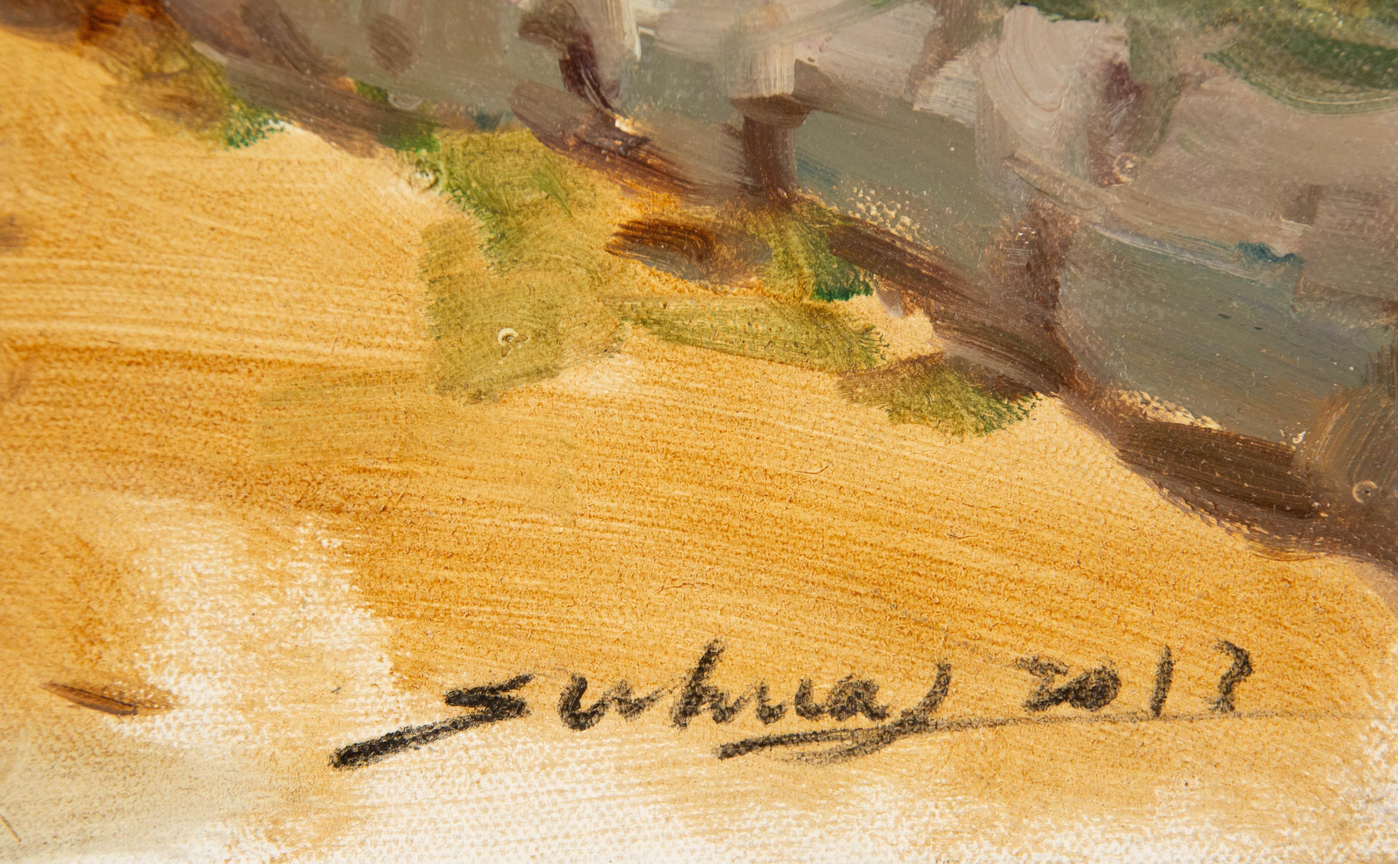 Jingjing Wang Landschaft, Original-Ölgemälde „Steinweg im Inneren des Gebäudes“, Jingjing Wang im Angebot 6