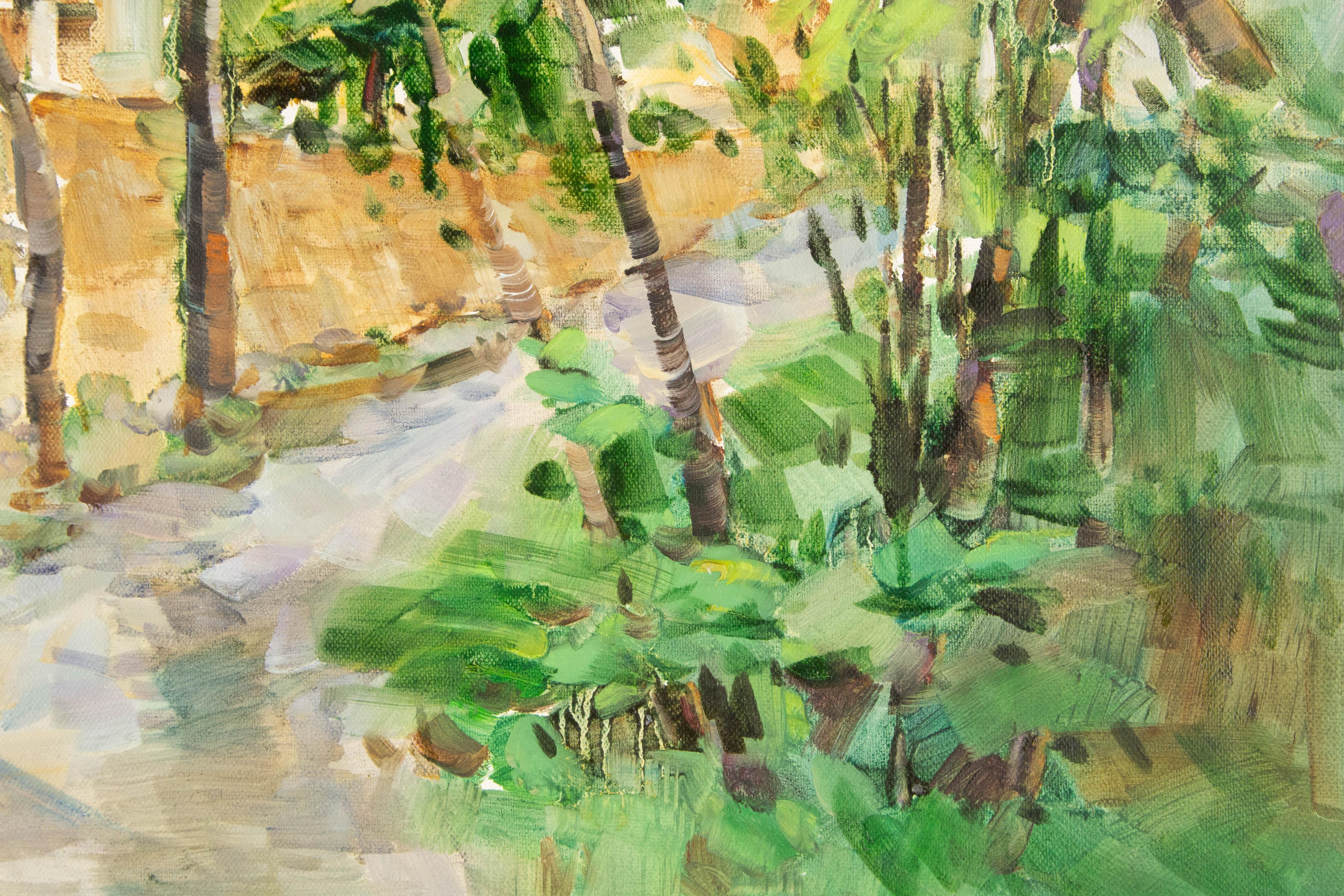 Jingjing Wang Landschaft, Original-Ölgemälde „Der Weg seiner Heimatstadt“, Jingjing Wang im Angebot 4