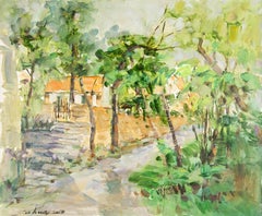 Jingjing Wang Landschaft, Original-Ölgemälde „Der Weg seiner Heimatstadt“, Jingjing Wang