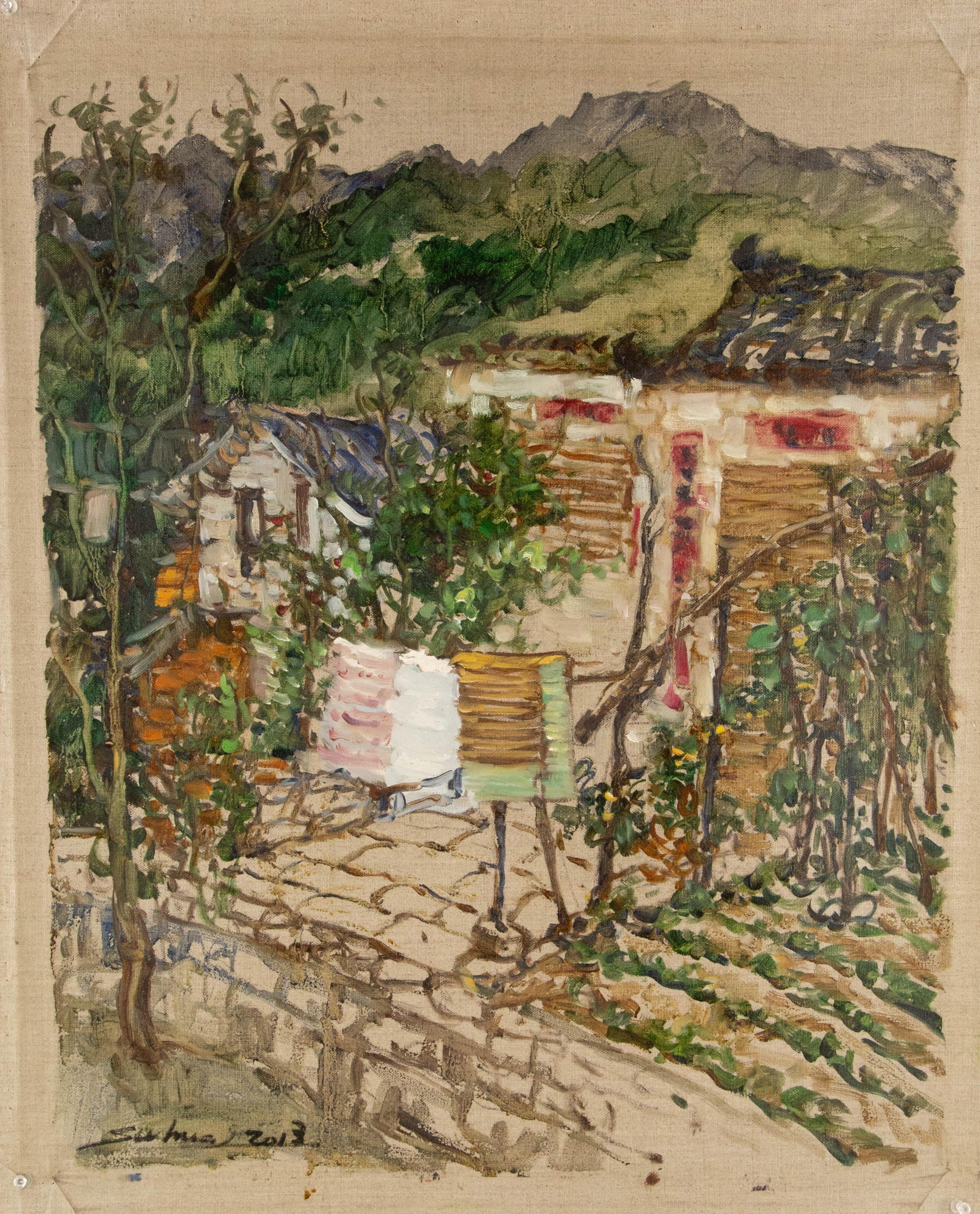 Jingjing Wang Landschaft, Original-Ölgemälde „Vegetable Garden“, Jingjing Wang im Angebot 7