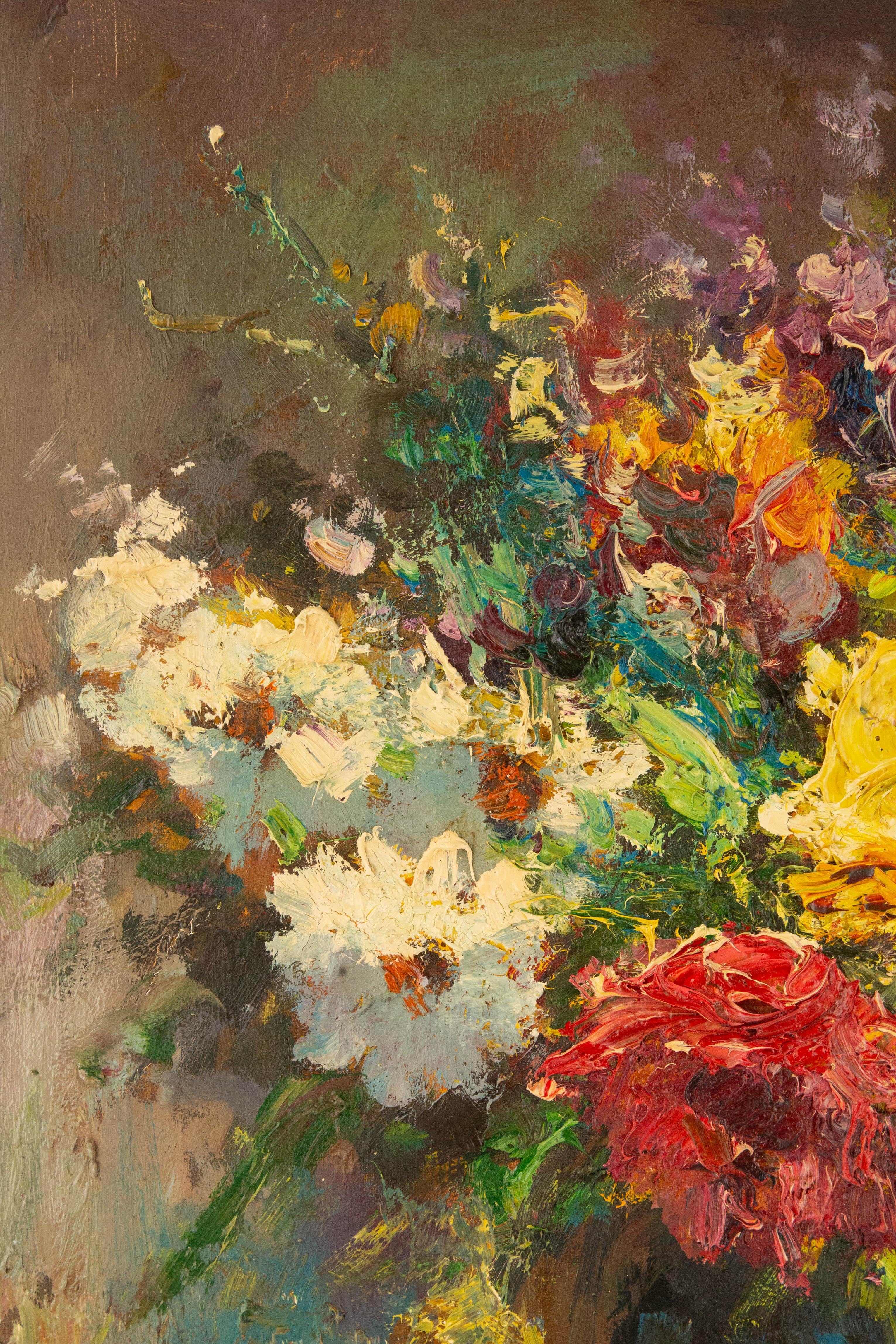 Jingjing Wang Stillleben Original Öl auf Leinwand „Flower Whispering“ im Angebot 1