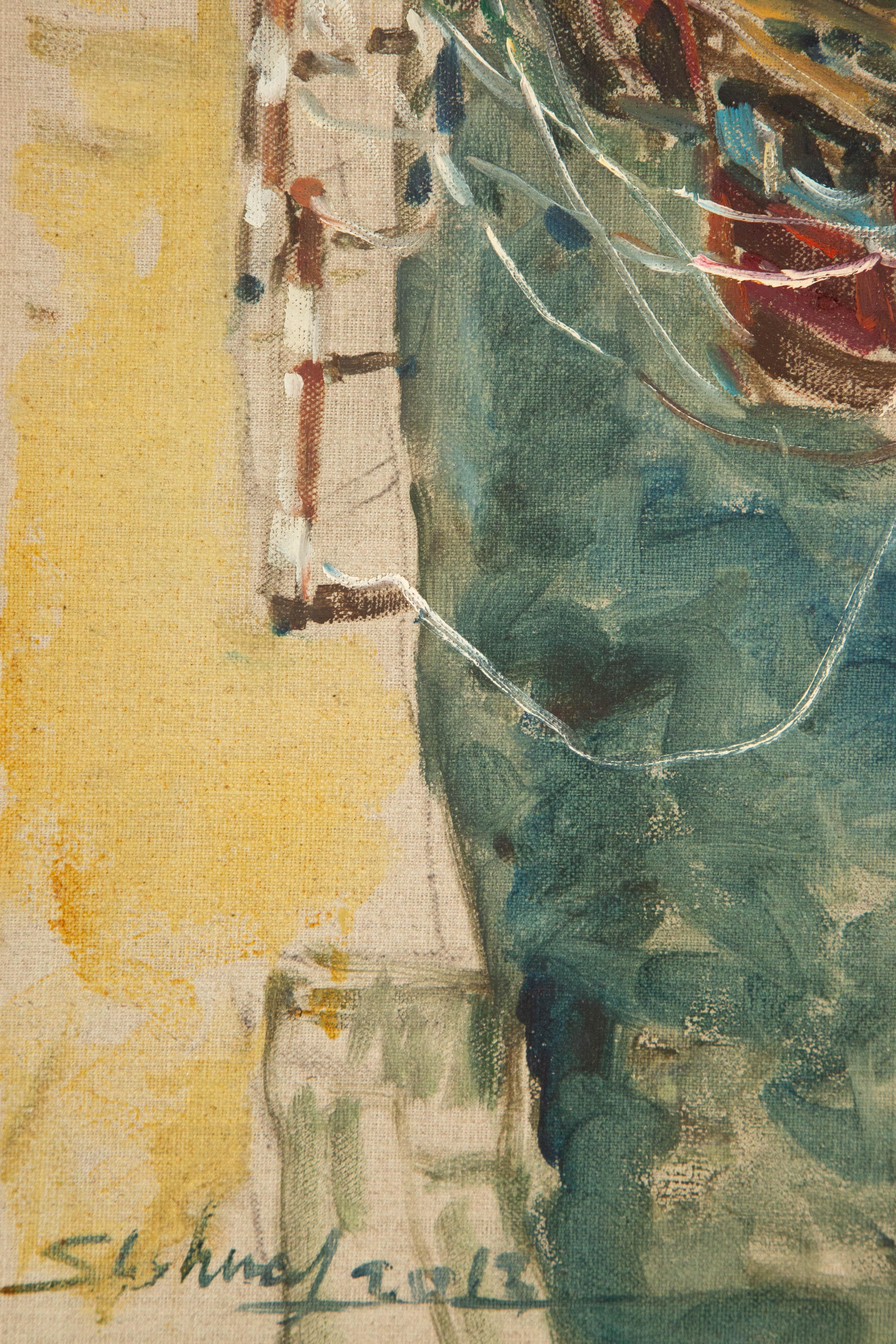 Jingjing Wang Wasserlandschaft, Original-Ölgemälde „ Hafen“ von Jingjing Wang im Angebot 2