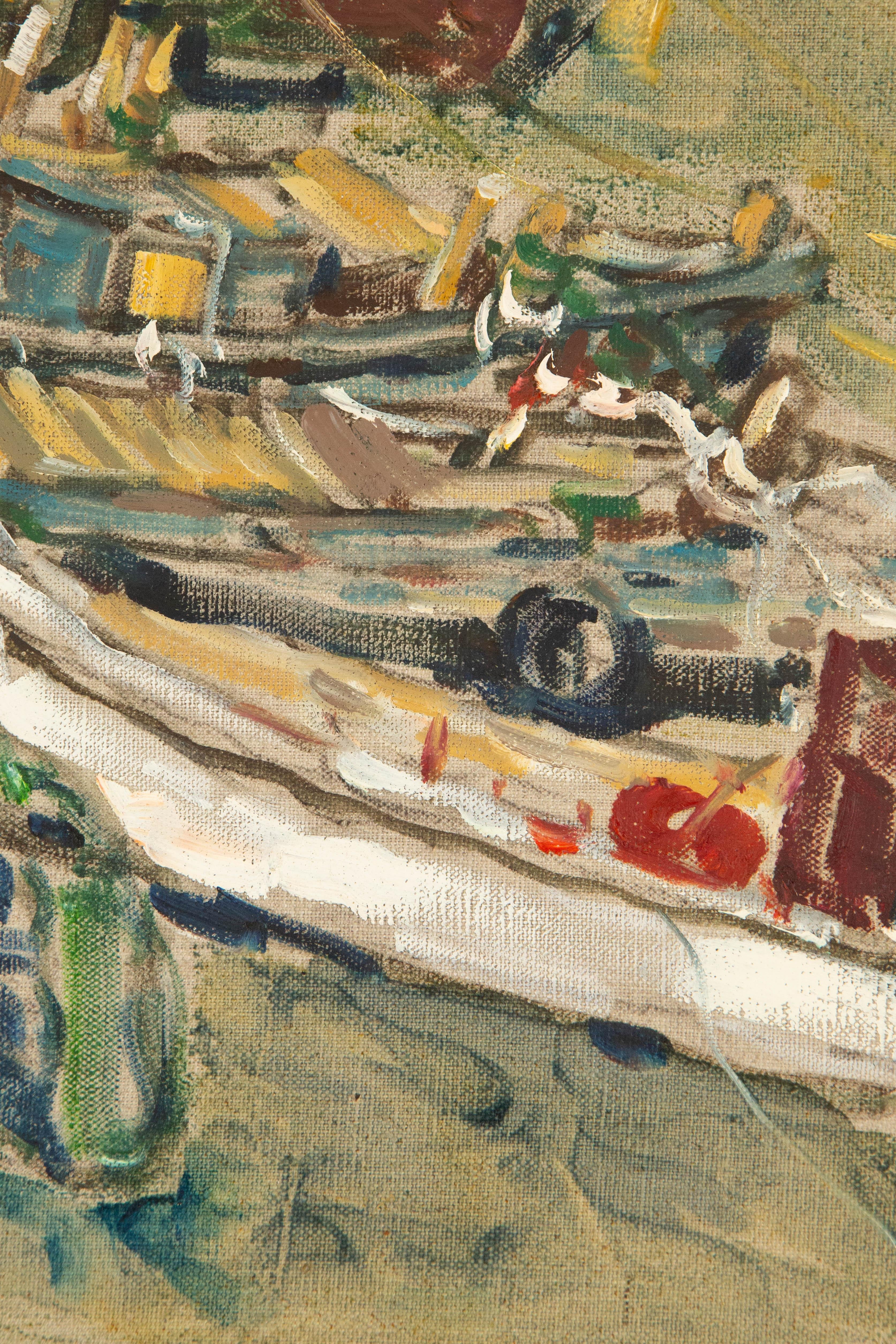 Jingjing Wang Wasserlandschaft, Original-Ölgemälde „ Hafen“ von Jingjing Wang im Angebot 4