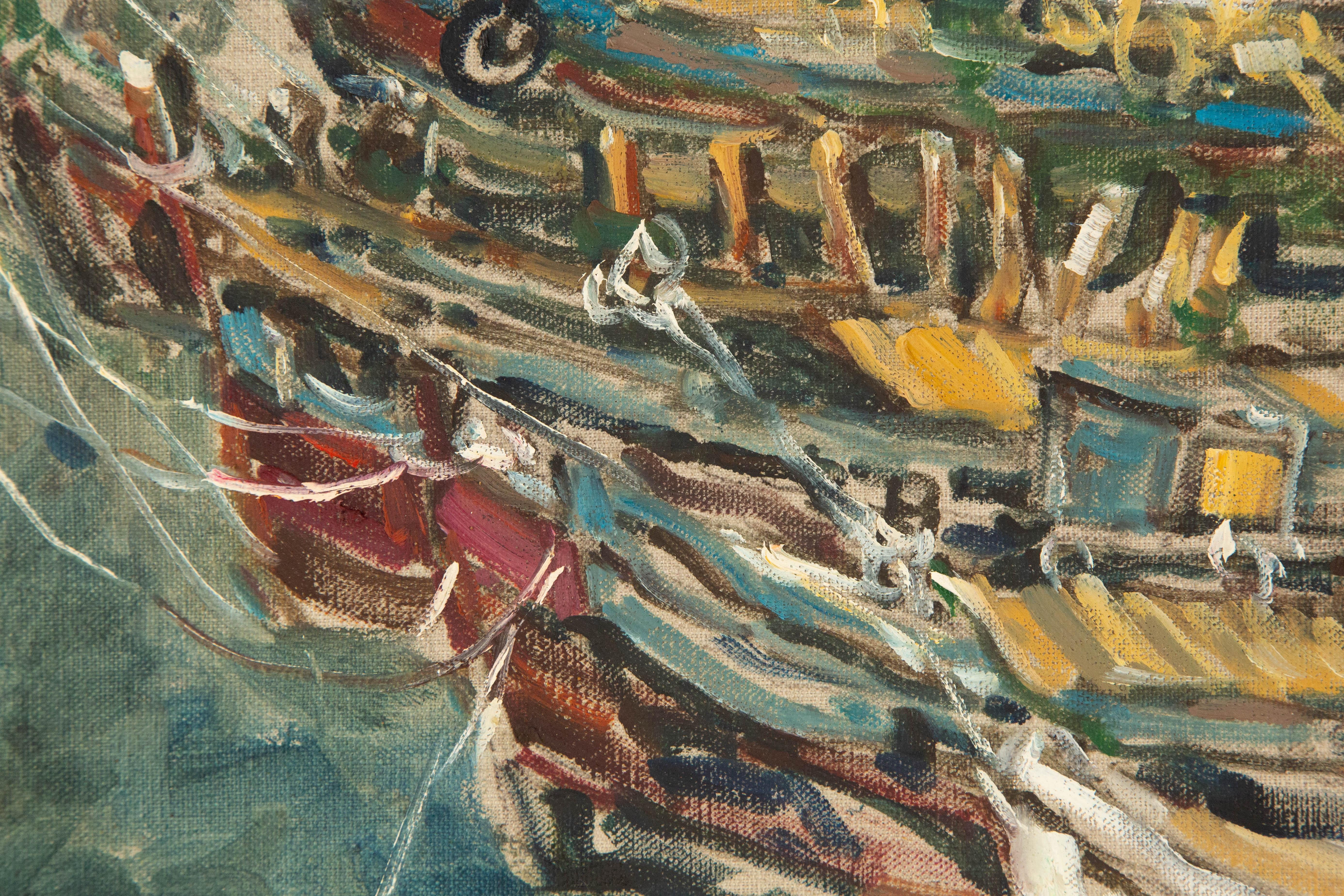 Jingjing Wang Wasserlandschaft, Original-Ölgemälde „ Hafen“ von Jingjing Wang im Angebot 5