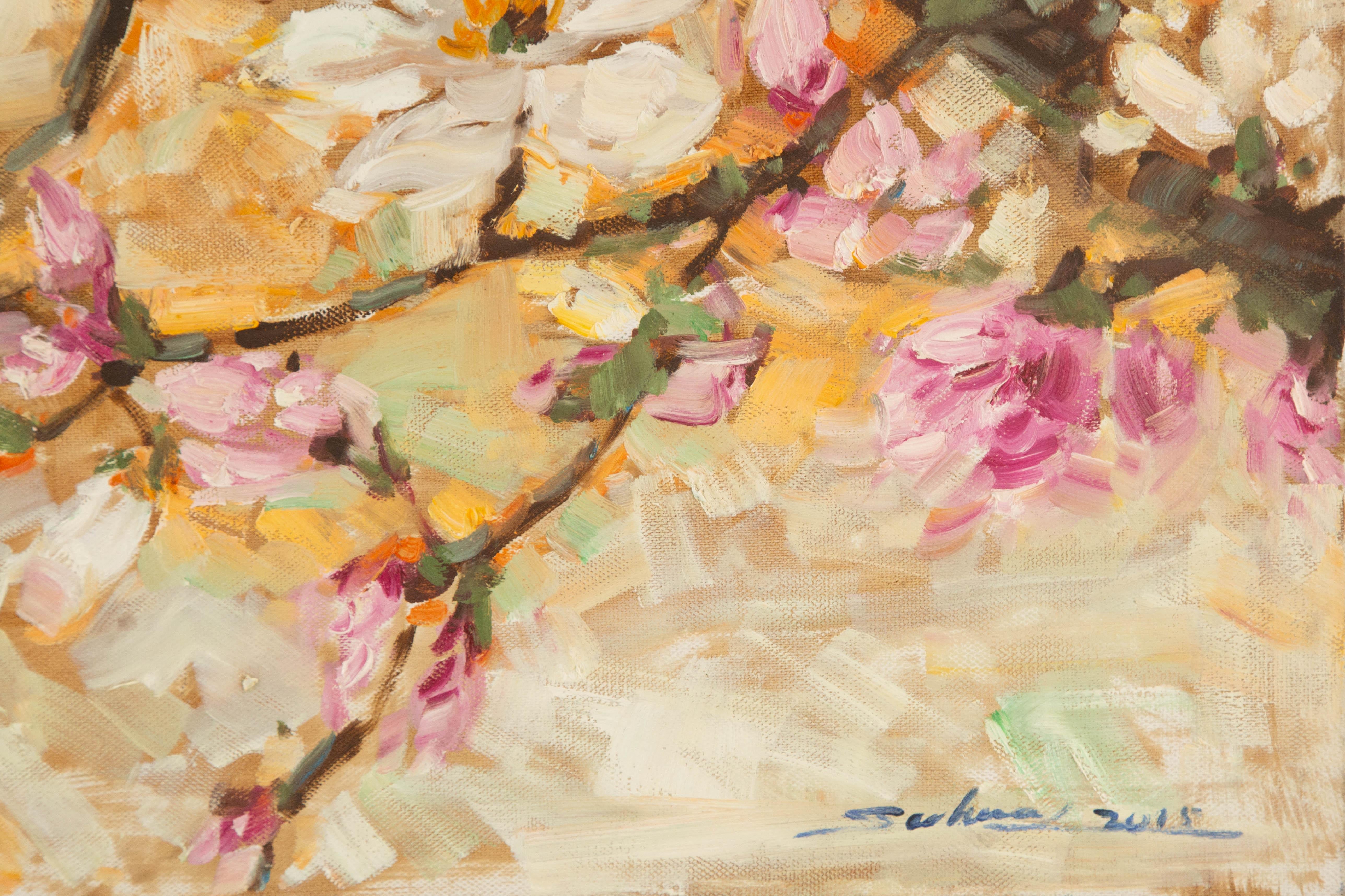 Jingjing Wang Floral Original Öl auf Leinwand 