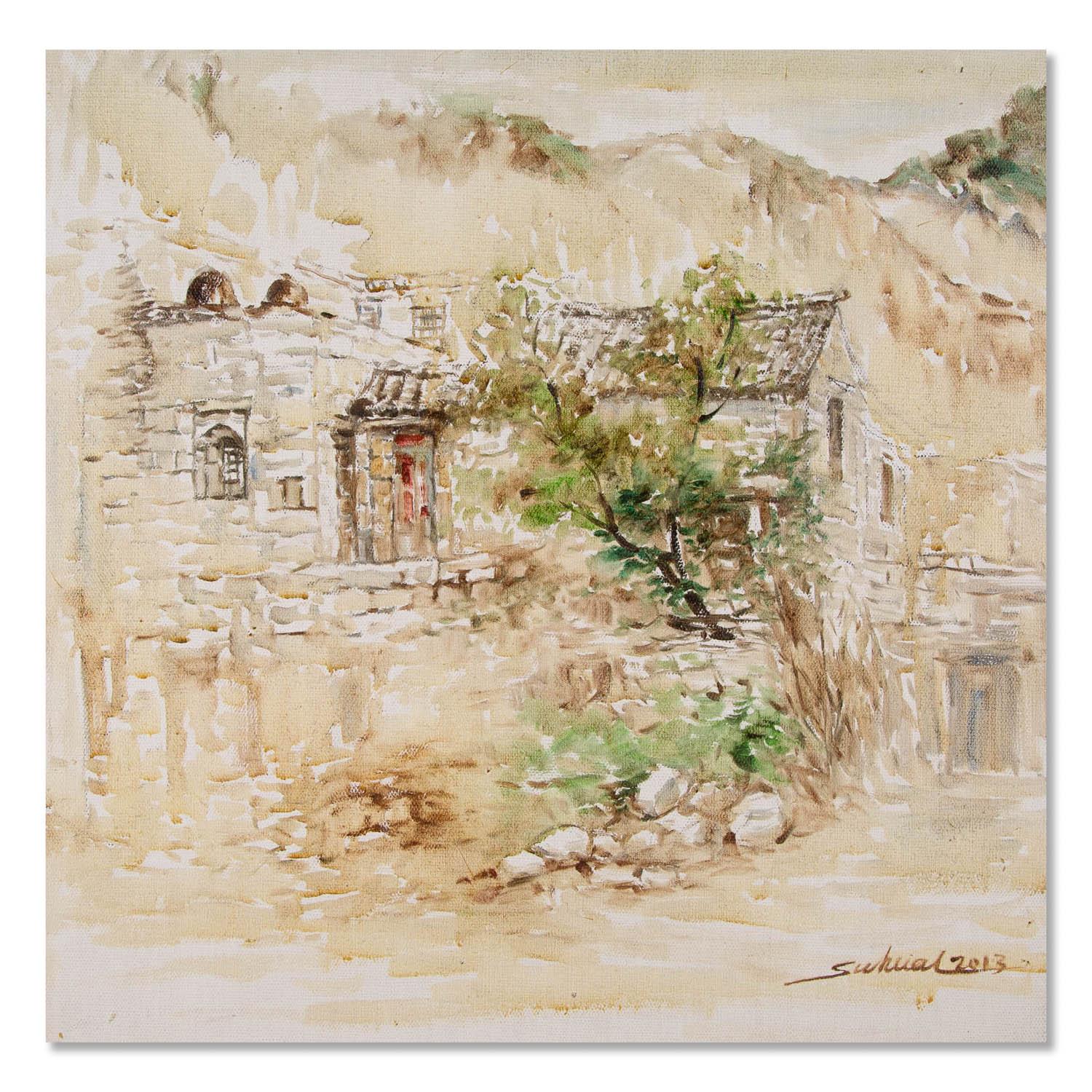  Title: Spring Yearning 3
 Medium: Oil on canvas
 Size: 19.5 x 19.5 inches
 Frame: Framing options available!
 Condition: The painting appears to be in excellent condition.
 
 Year: 2013
 Artist: Jingjing Wang
 Signature: Signed
 Signature Location: