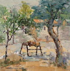 Jingjing Wang Pintura al óleo original impresionista "Viejo pozo"
