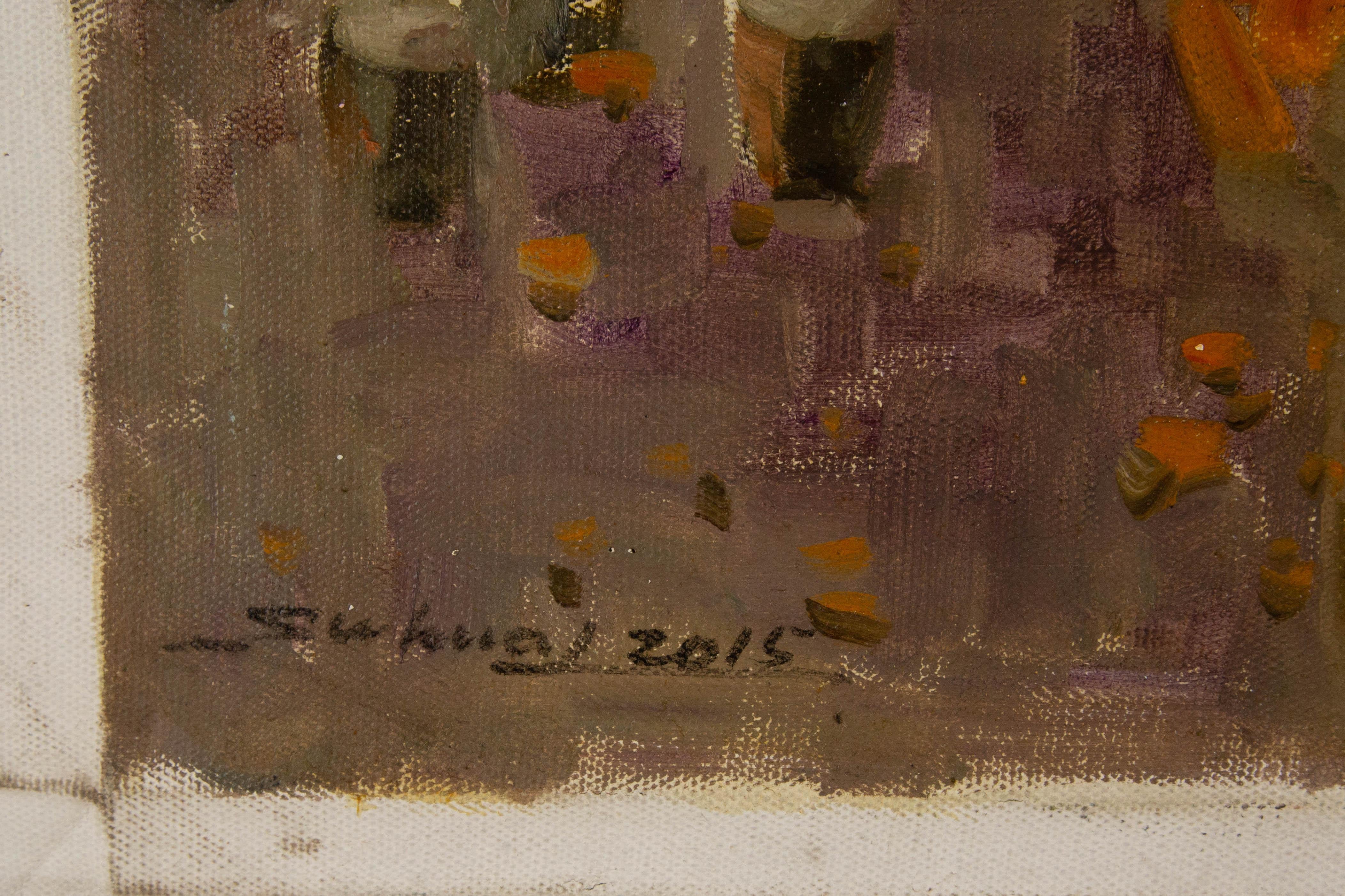 Jingjing Wang Paesaggio originale olio su tela 