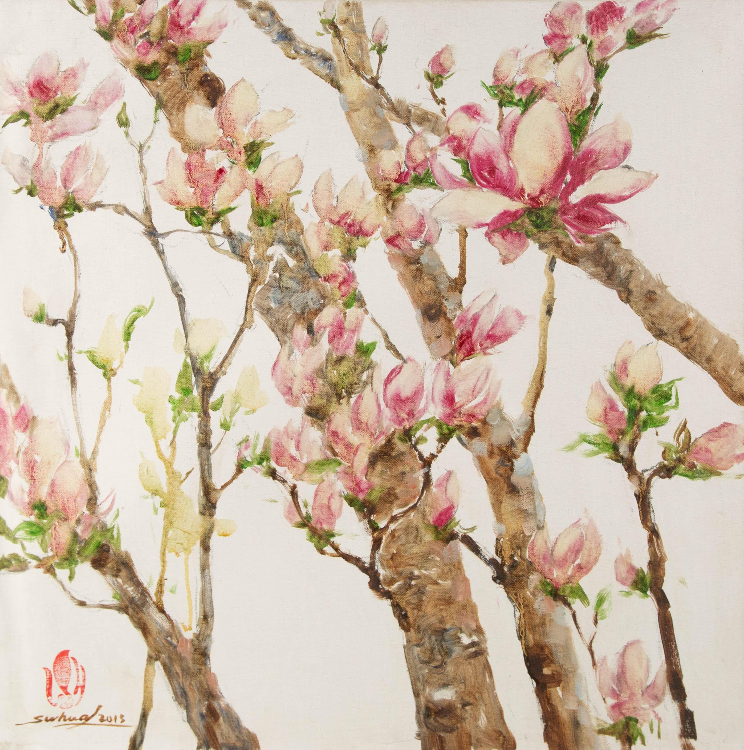 Jingjing Wang Landschaft Original Öl auf Leinwand "Flower Knows II"