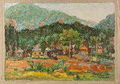 Jingjing Wang Paysage Huile originale sur toile "Guoliang Village"