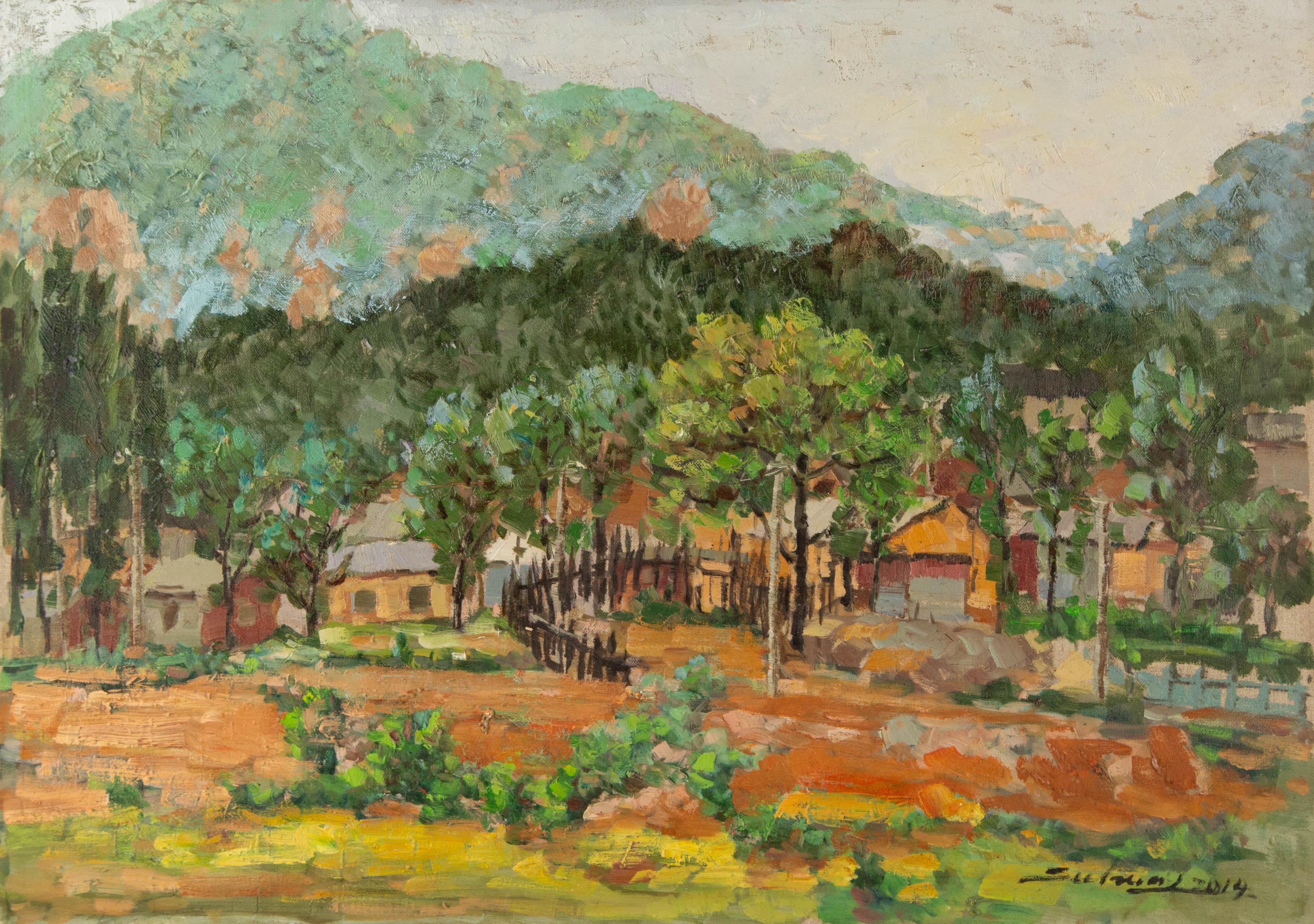 Jingjing Wang Landscape Original Oil On Canvas "Guoliang Village"