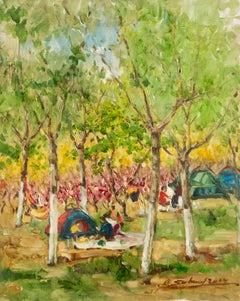 Jingjing Wang Landscape Original Oil On Canvas "Picnic Day"