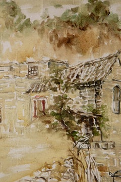 Peinture à l'huile originale de paysage de Jingjing Wang « Vieille cour »