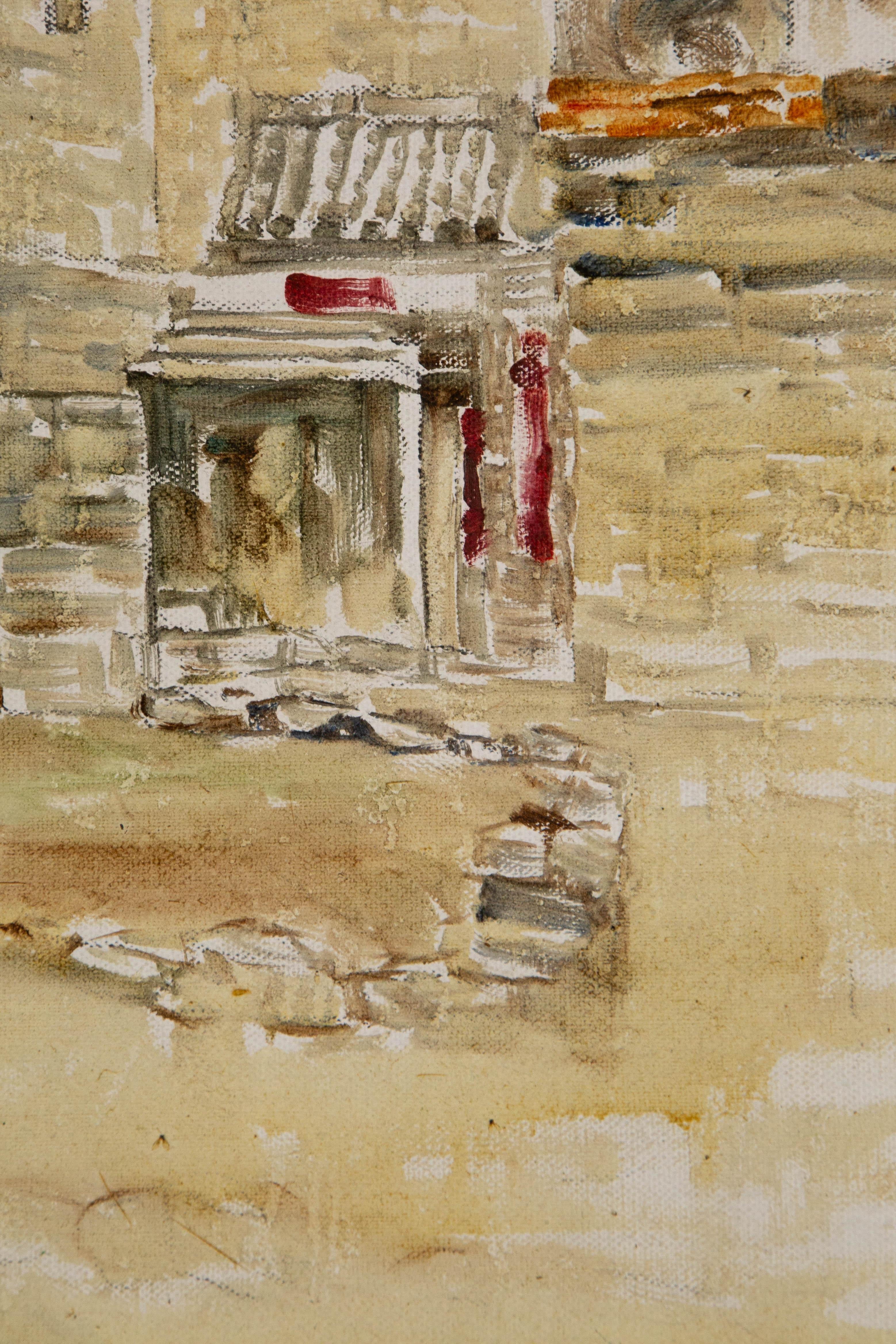 Jingjing Wang Landschaft, Original-Ölgemälde „Old Courtyard“, Jingjing Wang im Angebot 4