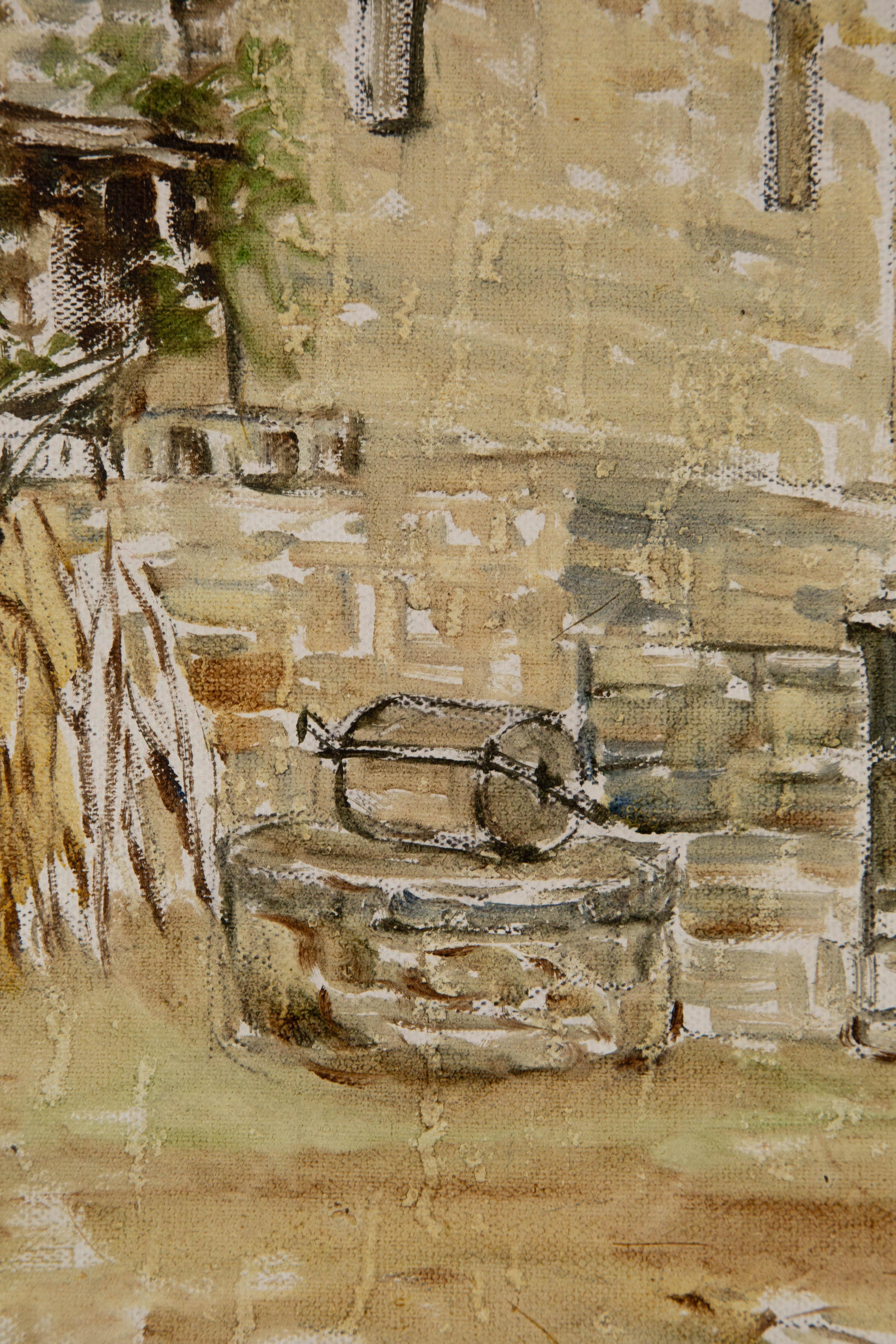 Jingjing Wang Landschaft, Original-Ölgemälde „Old Courtyard“, Jingjing Wang im Angebot 5
