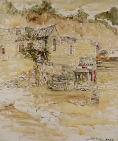 Jingjing Wang Paisaje Pintura al óleo original "Patio viejo"