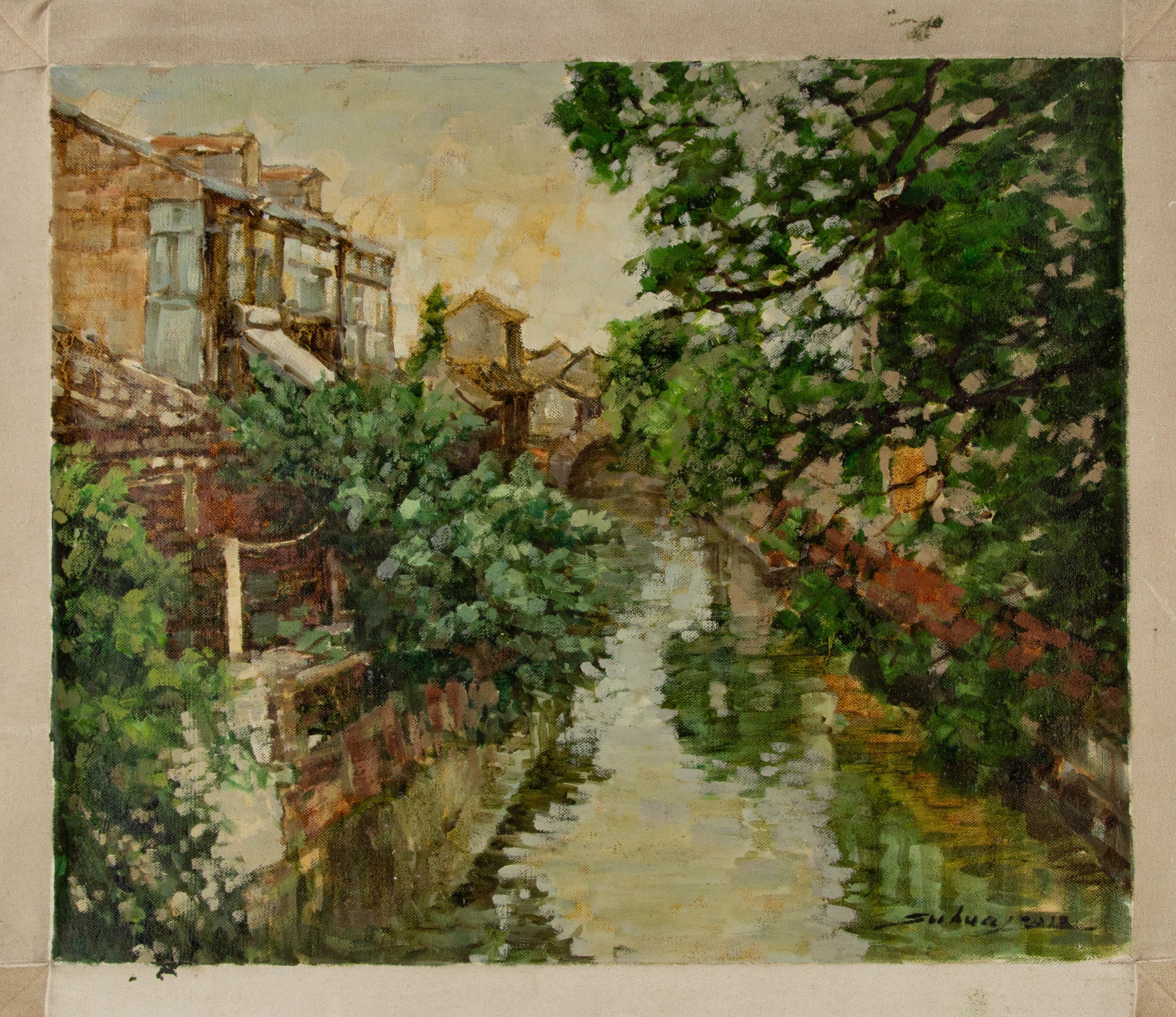 Jingjing Wang Landschaft, Original-Ölgemälde „To The Jiangnan“, Jingjing Wang im Angebot 7